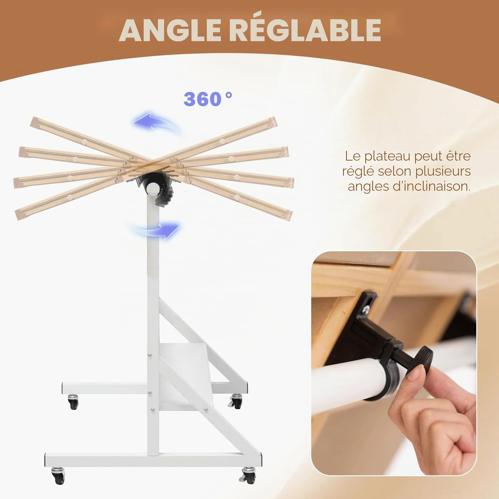Tektalk Table de Puzzle avec réglage de l'angle et de la Hauteur, Plateau de Puzzle avec Couvercle et 5 tiroirs de tri, Table inclinable avec Pieds, fermée avec 4 roulettes, jusqu'à 1500 pièces