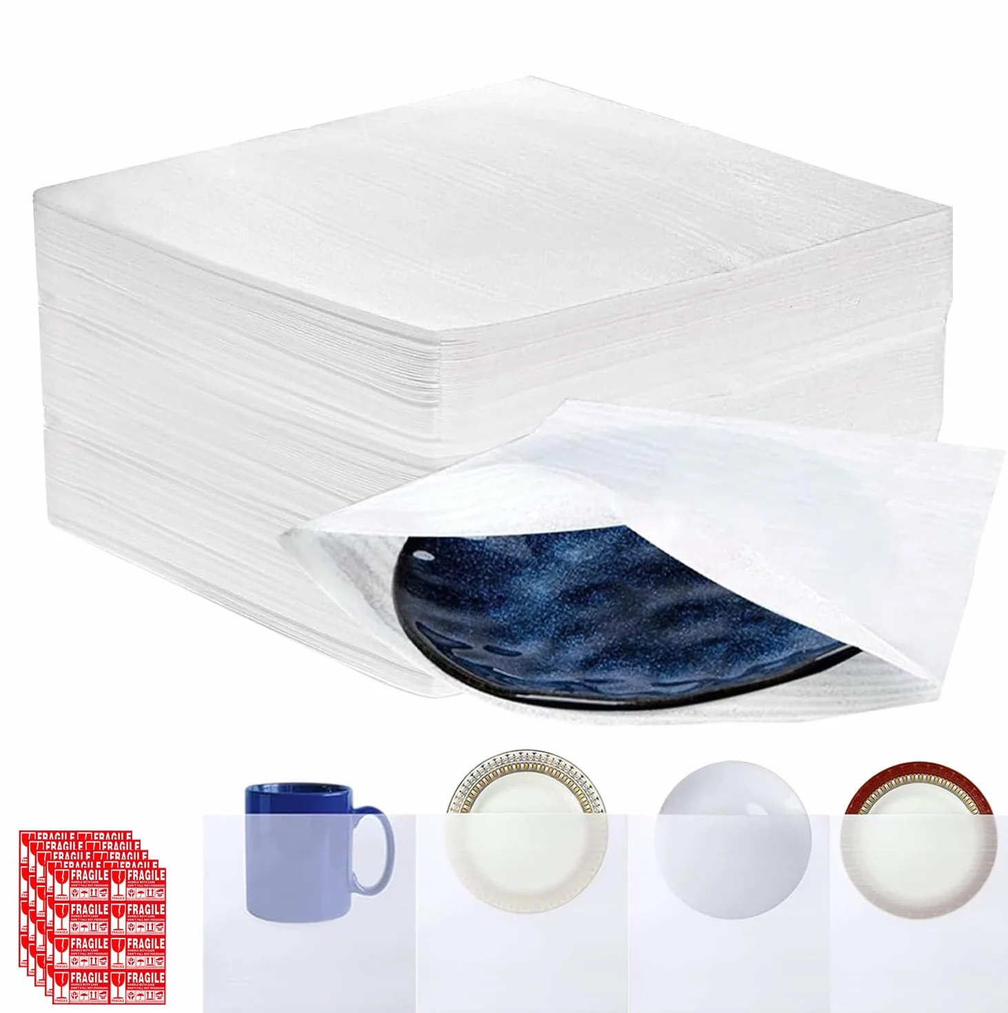 Lot de 100 films à bulles en mousse pour cartons de déménagement 30 x 30 cm