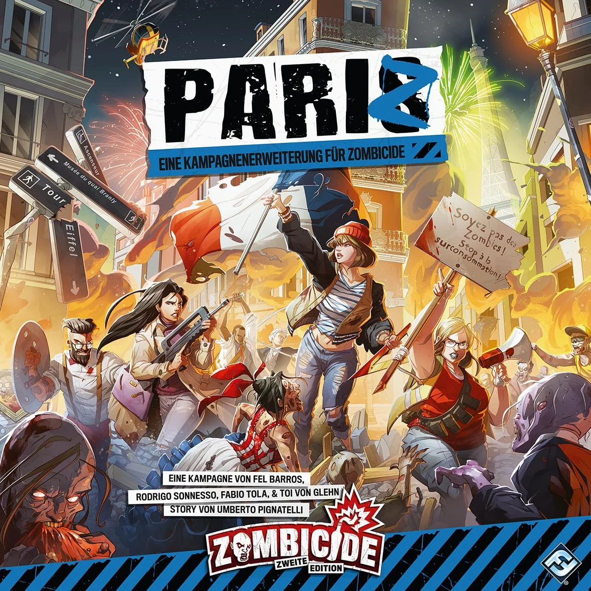 Asmodee, Zombicide 2ème édition - PariZ Version Allemande - Extension de Jeu de connaisseurs pour 1 à 6 Joueurs à partir de 14 Ans - Dungeon Crawler coopératif avec 60 Minutes de Temps de Jeu