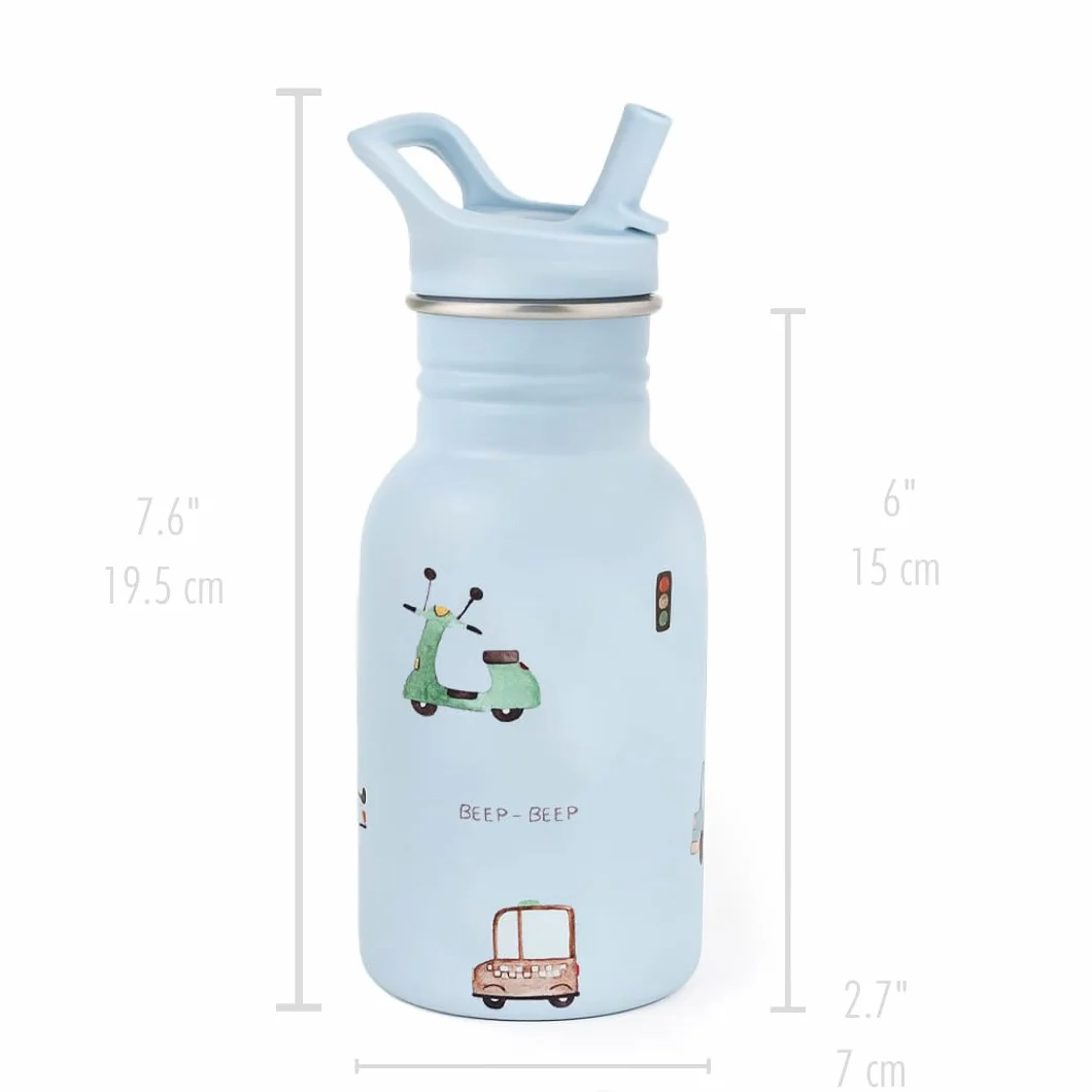 J.Børn Bouteille personnalisée acier inoxydable 350 ml avec paille Roadtrip