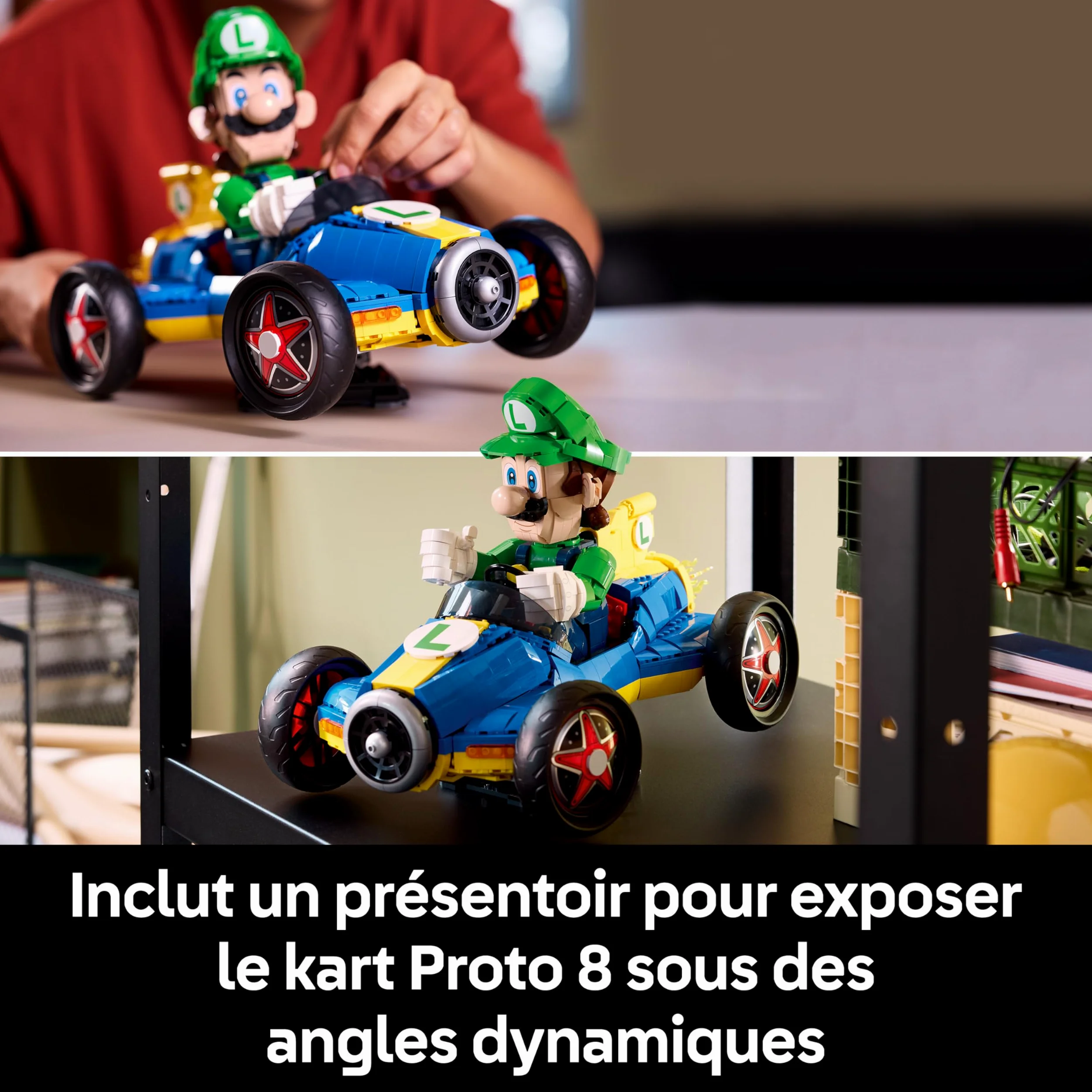 LEGO Mario Kart : Luigi et Proto 8 - Maquette de Voiture pour Adulte - Figurine de Personnage Nintendo à Exposer - Décoration & Set Gaming Collector - Idée Cadeau pour Fan du Jeu Vidéo 72050