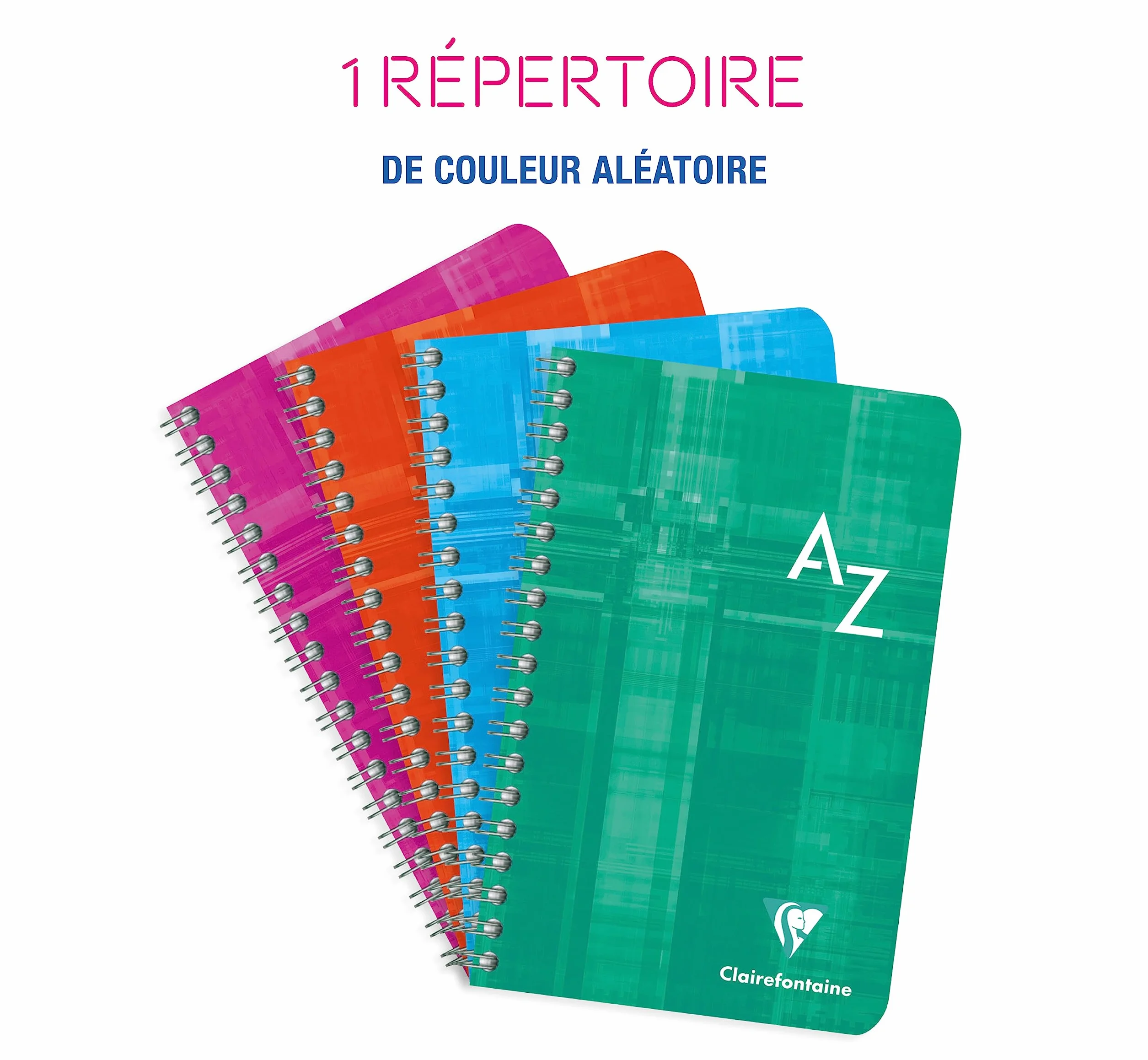 Clairefontaine Répertoire à Spirale 11x17 cm 100 Pages Grands Carreaux Papier Blanc 90 g Couverture Carte Pelliculée