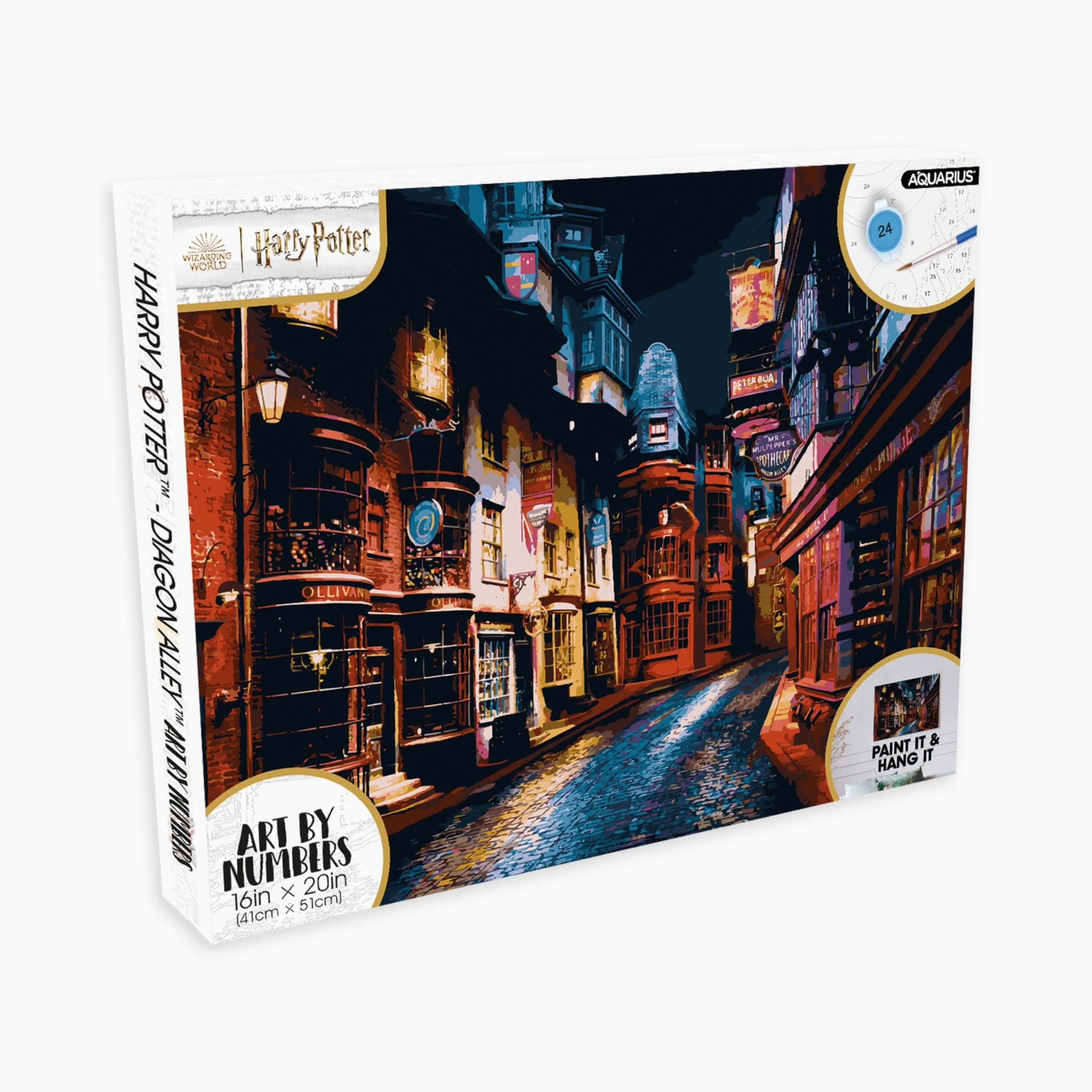 AQUARIUS Harry Potter Diagon Alley Art par numéros – 40,6 x 50,8 cm – Peinture par numéro sur le thème Harry Potter pour adultes et enfants – Kit de peinture par numéro pour débutants – Sous licence