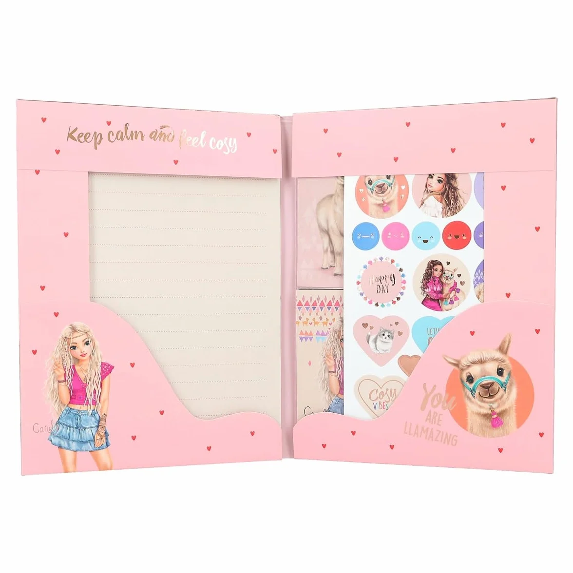 Depesche TOPModel Cosy 12715 Set de papier à lettre, 24 feuilles, enveloppes, autocollants Noir