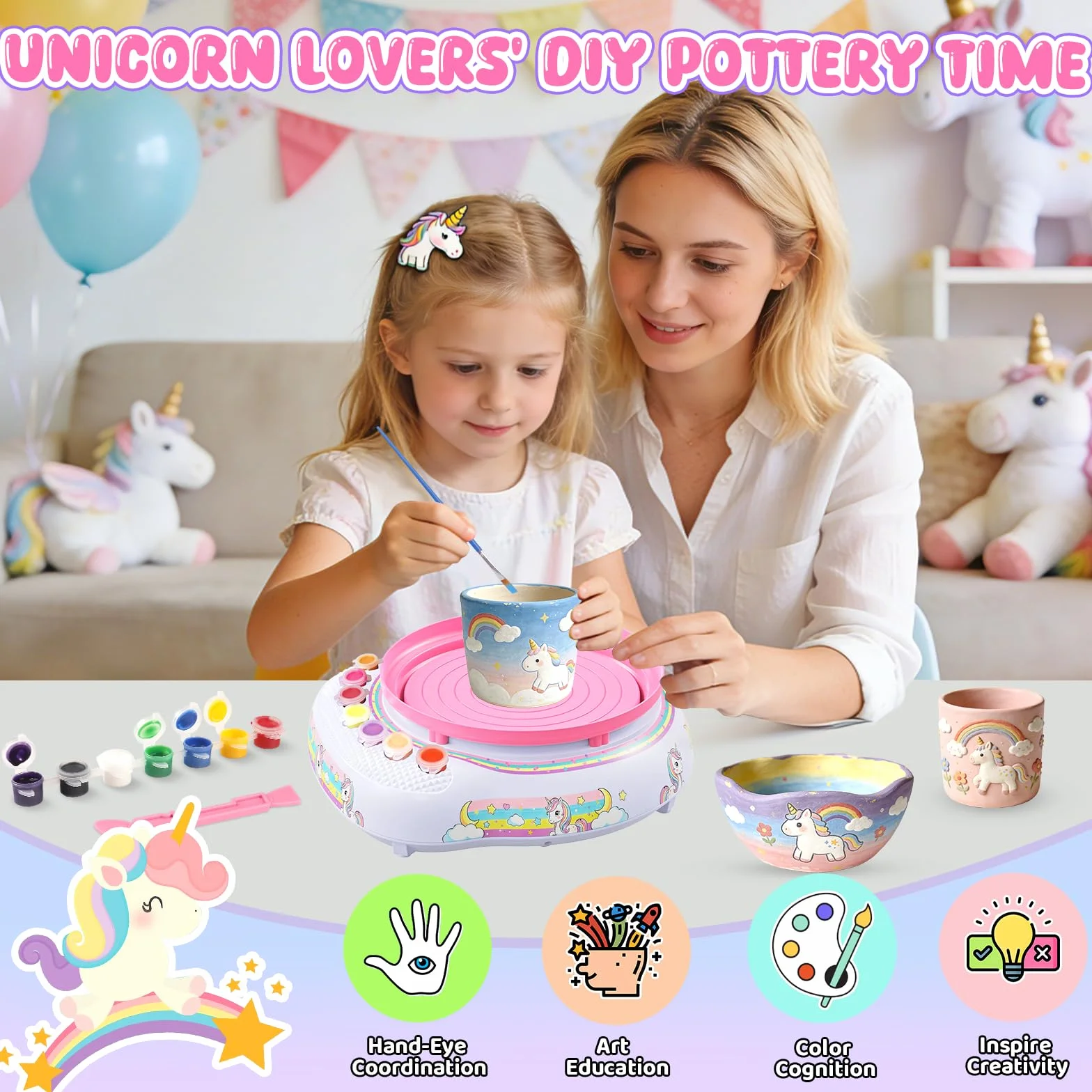 Tour de Potier Enfants 6-12 Ans Kit Complet DIY Débutants avec 3 Pâtes Auto-Durcissantes, Outils, Cadeau Anniversaire Garçons Filles Blanc