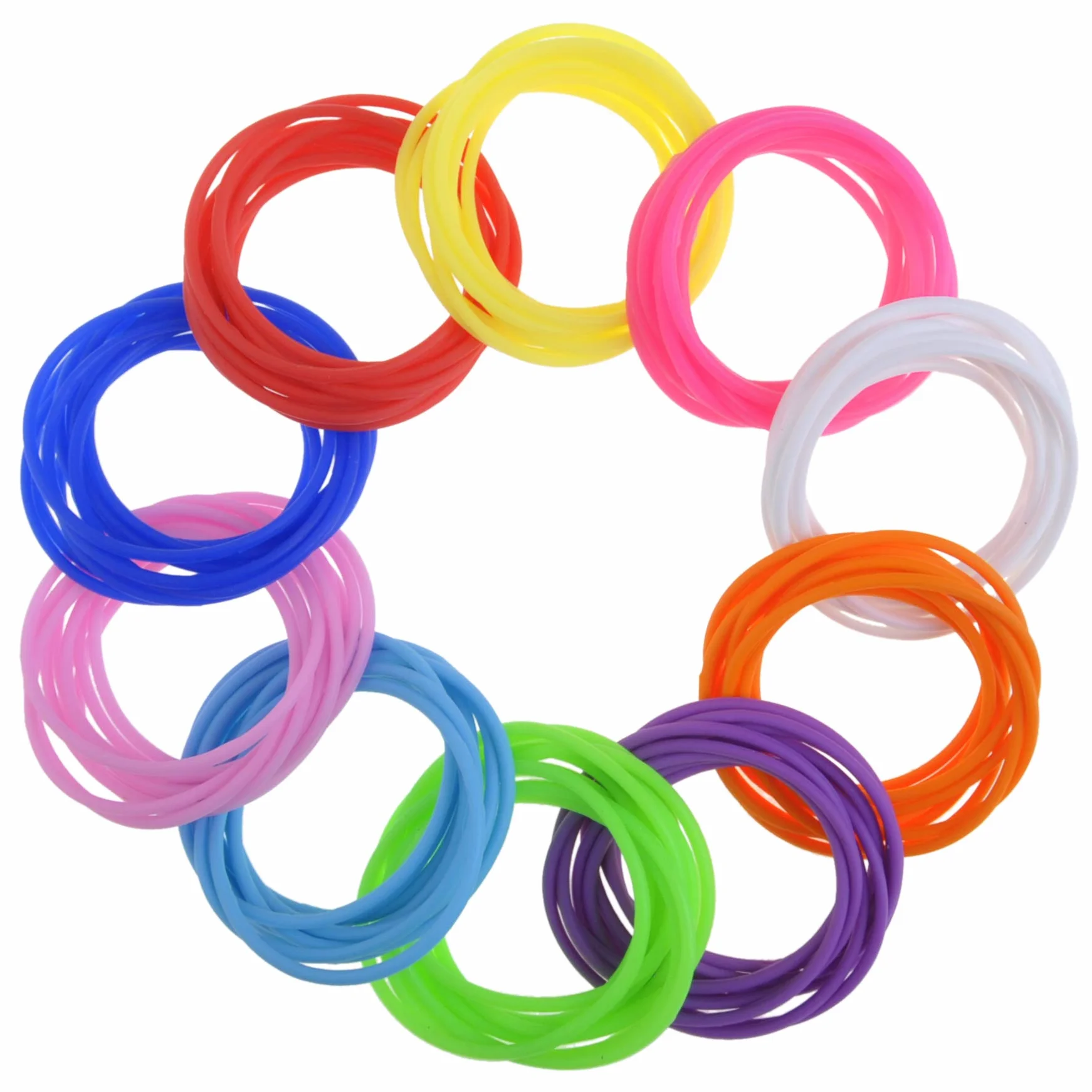100 pcs Jelly Bracelets 20,3 cm Coque en silicone Bracelets assortis en caoutchouc