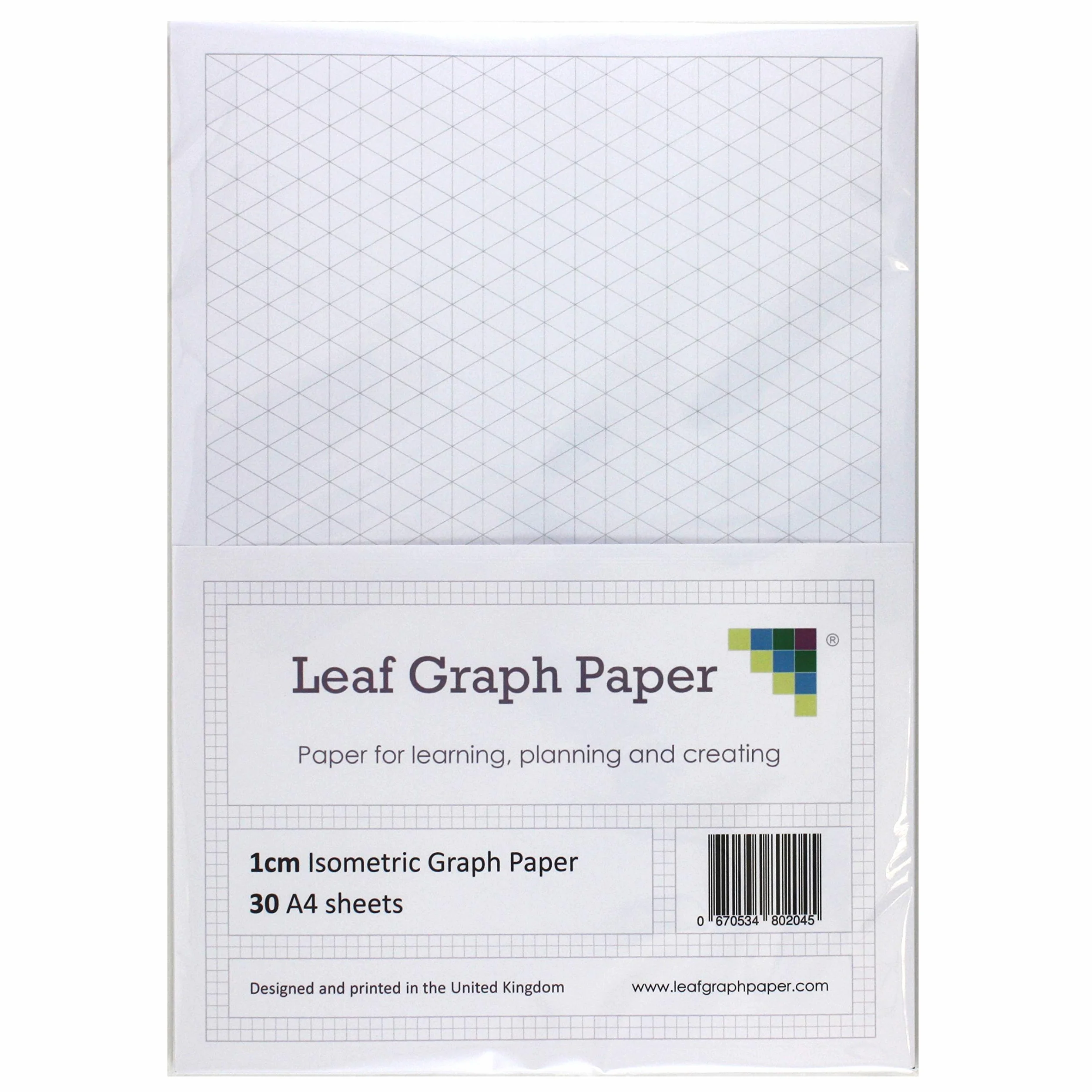Papier isométrique A4, 1 cm triangles, 30 feuilles, gris quadrillage