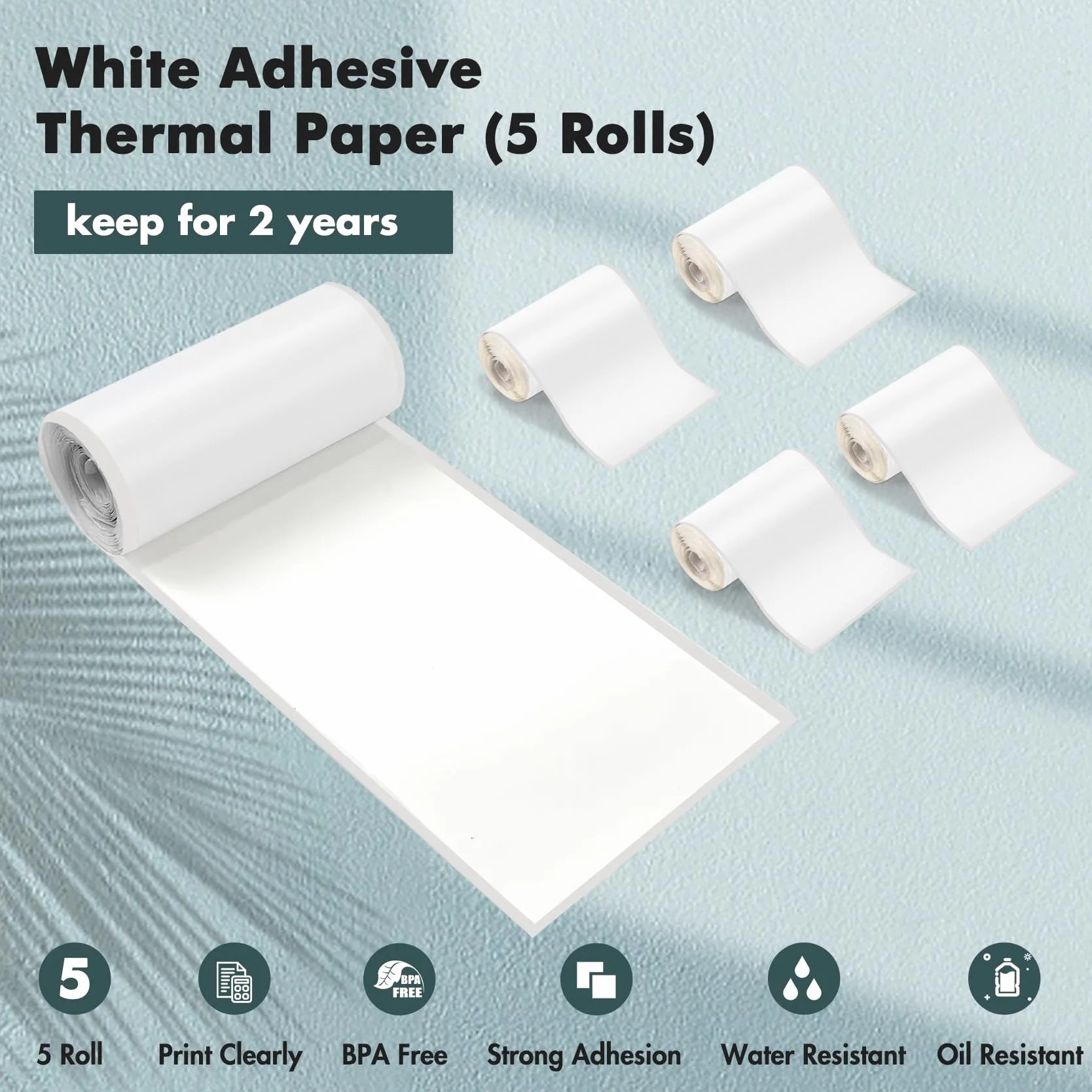 Papier Thermique Blanc 57 mm x 25 mm 5 Rouleaux pour Imprimante