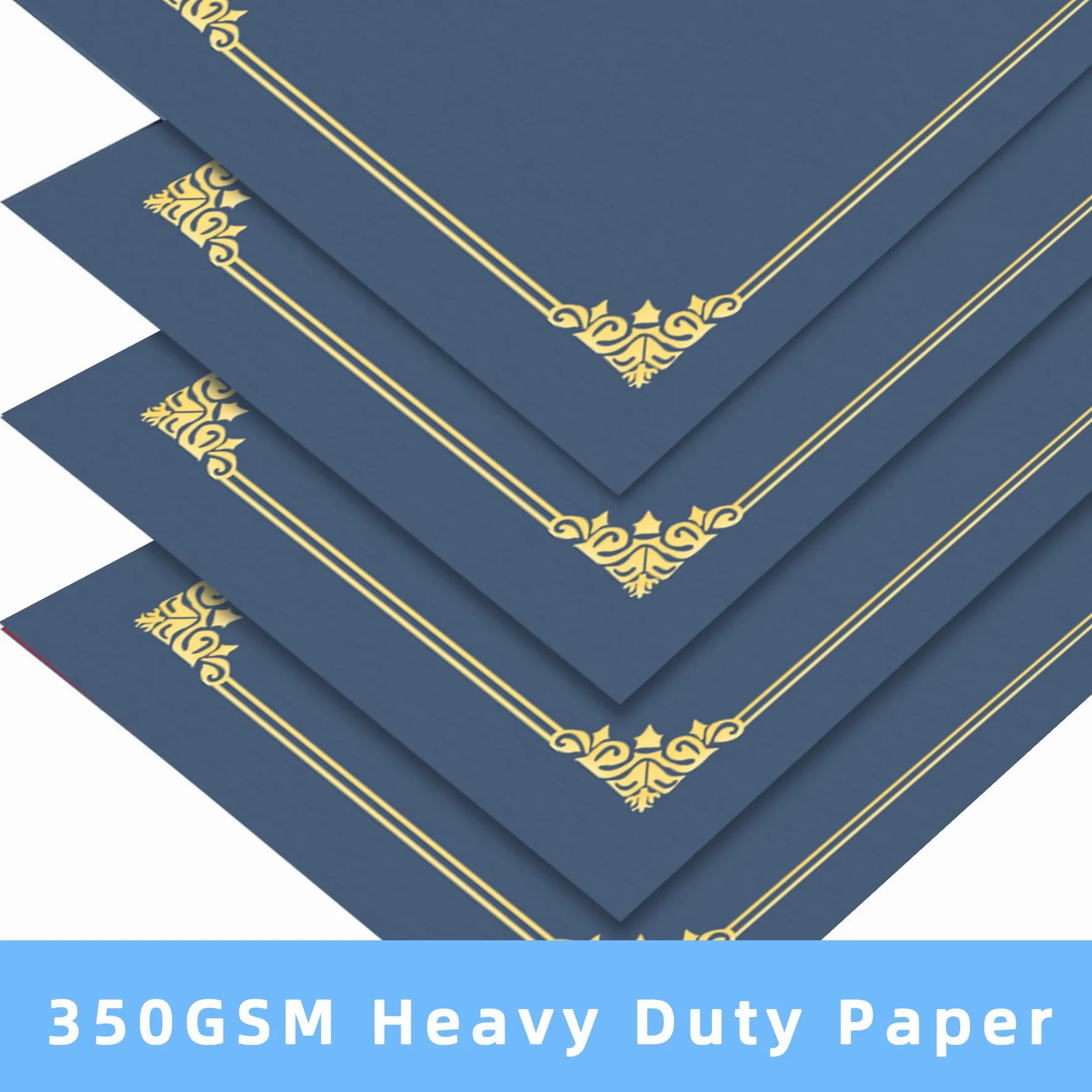 Lot de 30 porte-certificats bleu marine avec bordure en feuille d'or 21,6 x 27,9 cm
