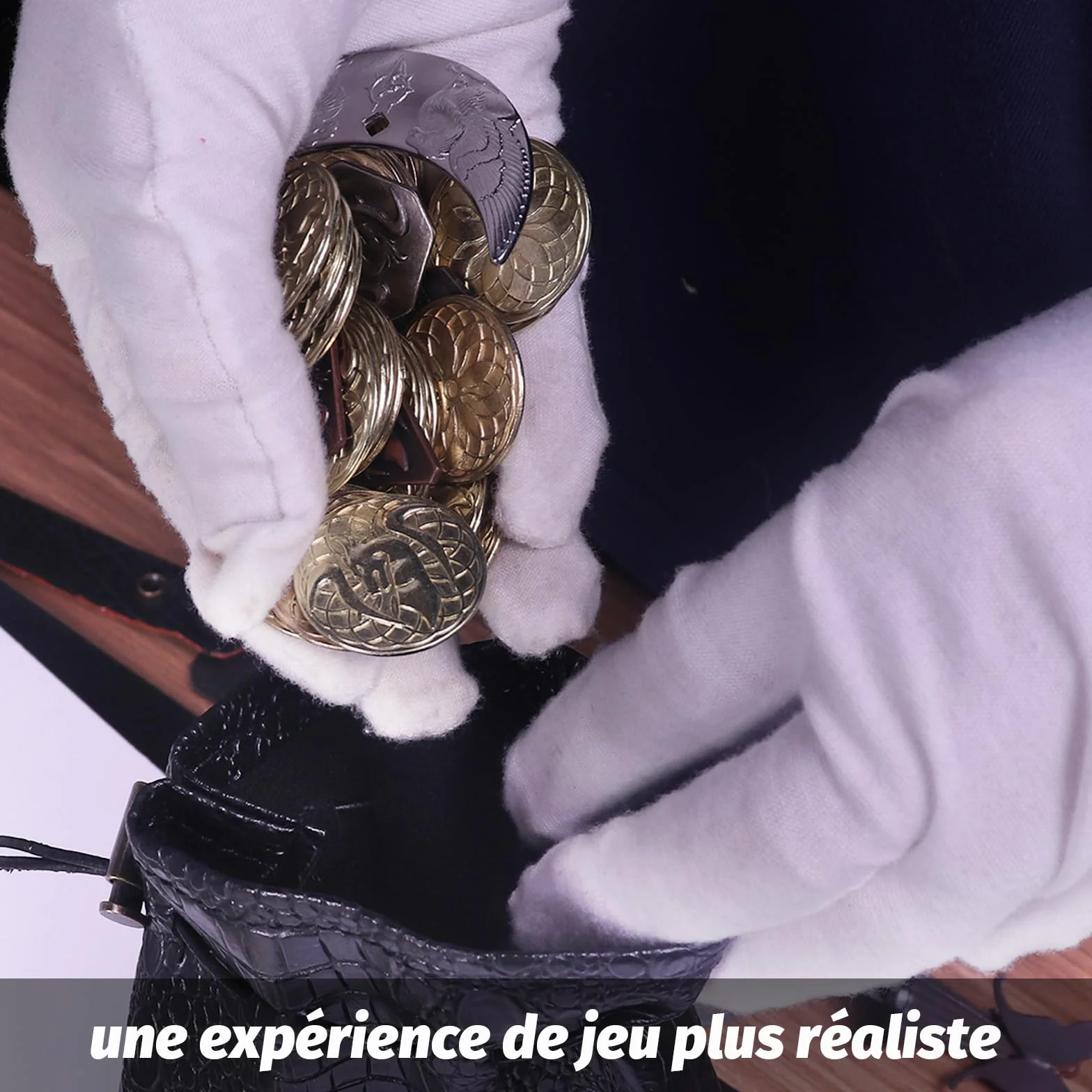 Byhoo 145 pièces jetons de jeu en métal avec sac en cuir qui brille dans la nuit