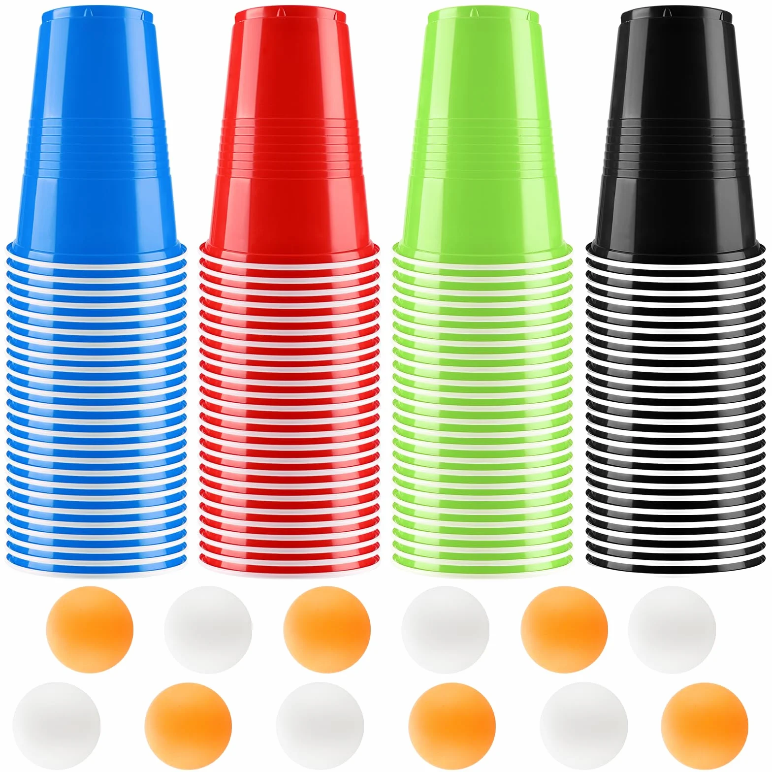 Sprifityy 51 Réutilisables Tasse Beer Pong 500ML Jeux à Boire Gobelets avec 12 Balles Ping-Pong