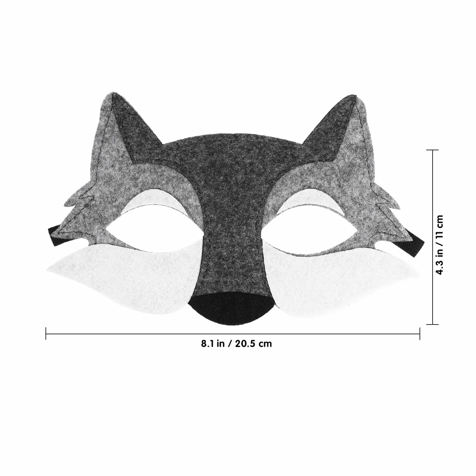 NUOBESTY 3PCS Feutre Loup Masques Animaux Moitié Du Visage Costume Enfants