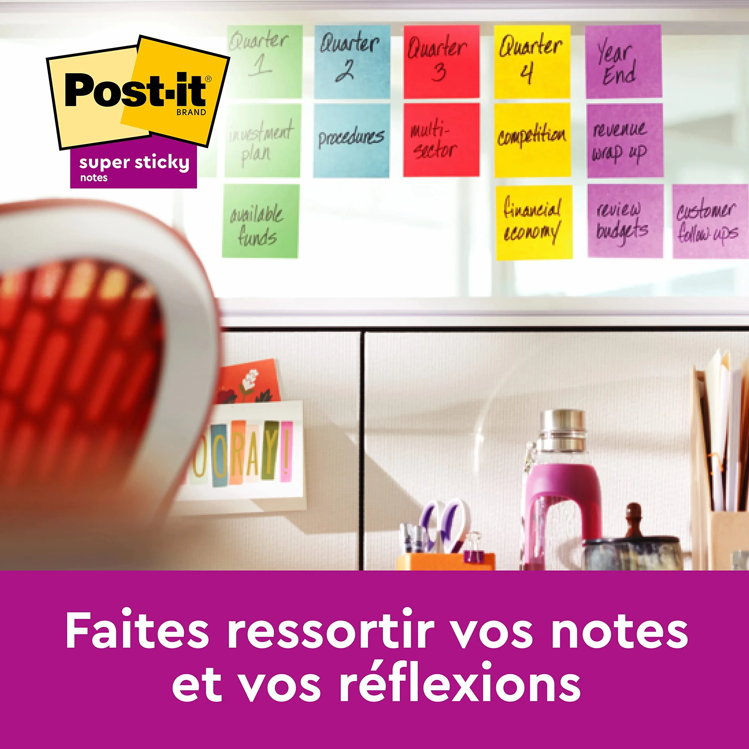 Post-it Z-Notes Autocollantes Super Sticky, 6 Blocs, 90 Feuilles, 76 mm x 76 mm