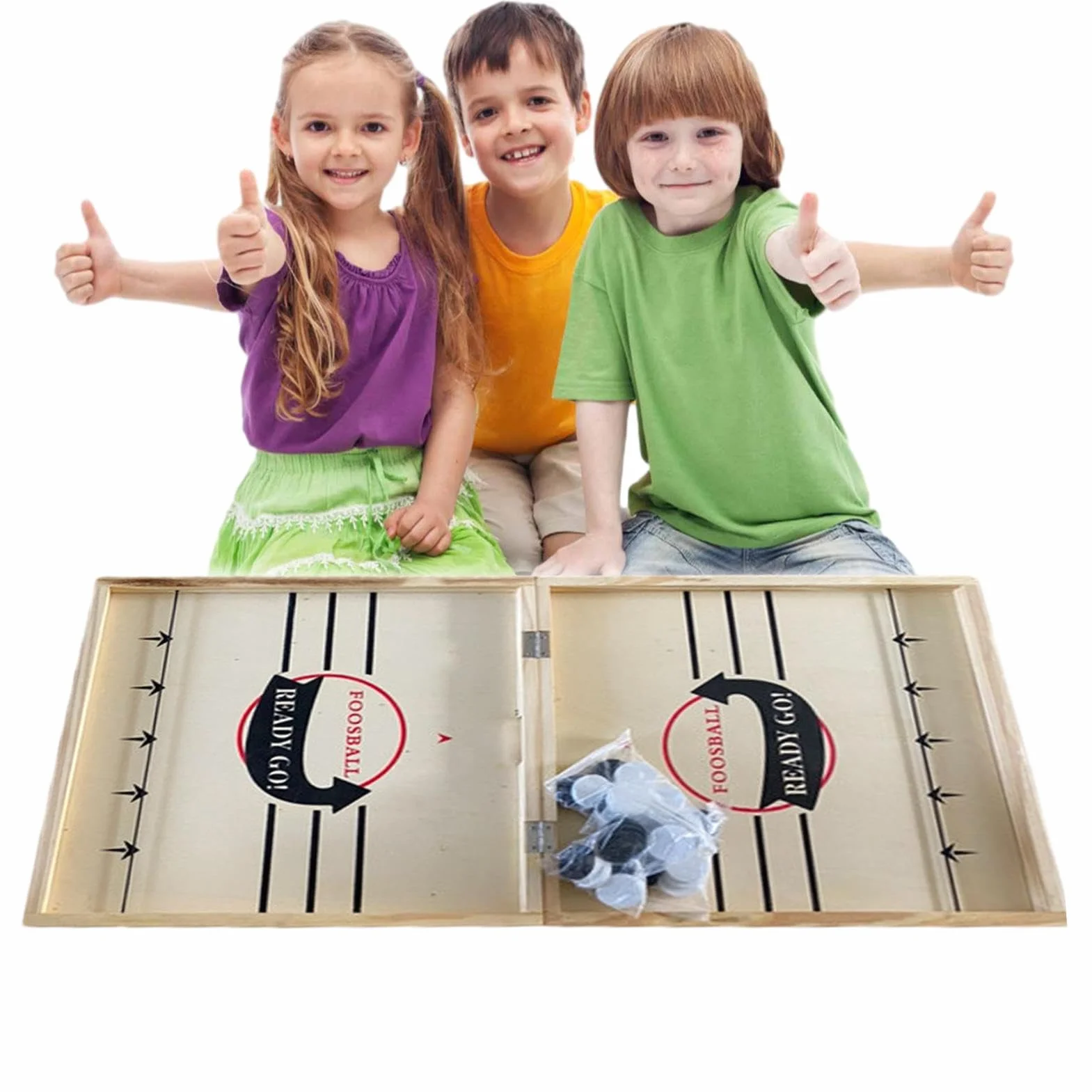 Teksome Jeu de Société de Hockey en Bois Pliable et Portable, Jeu de Rondelle Rapide