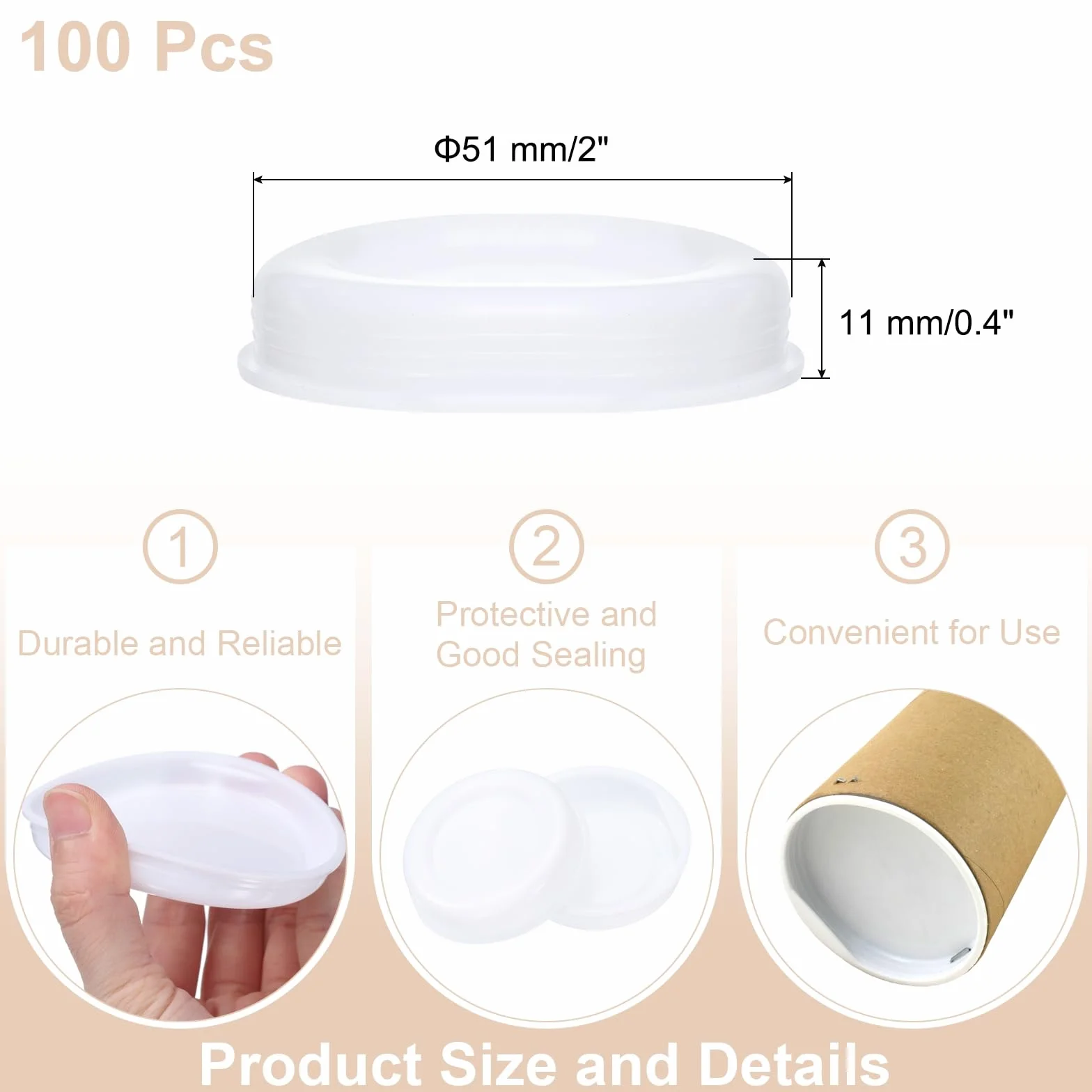 QUARKZMAN 100Pcs Embouts de Tube d'Expédition en Carton de 2" Ronds Protection Plastique