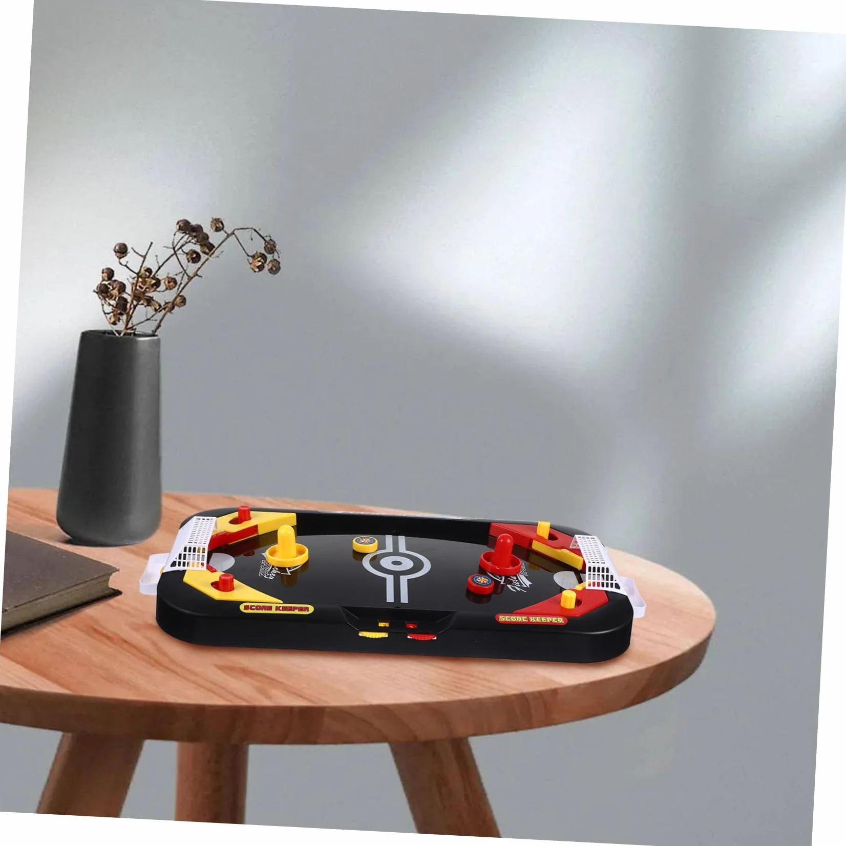 SUPVOX Jeu de Hockey sur Glace de Table Éducatif Mini Compétition 2 Joueurs Plastique Noir