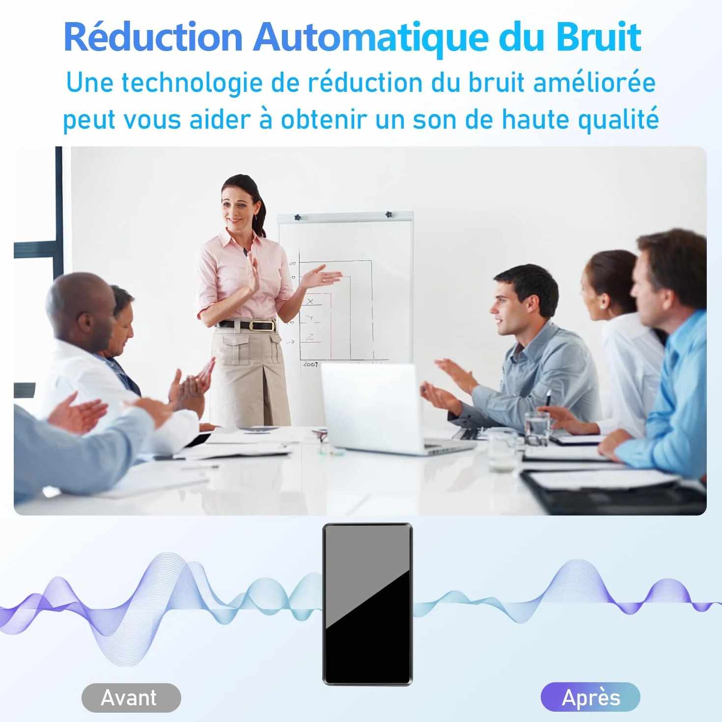 Mini Enregistreur Vocal 64 Go Dictaphone avec Activation Vocale, Écouteurs, Rechargeable USB