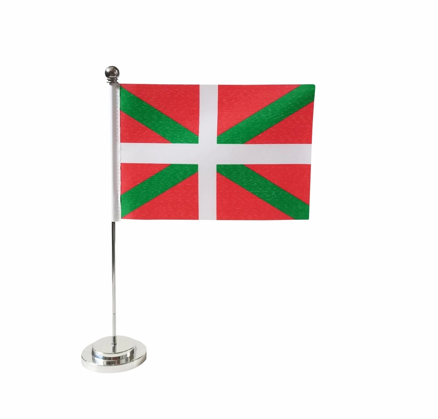 Drapeau de table Pays Basque 21 x 14 cm Mât et socle en acier