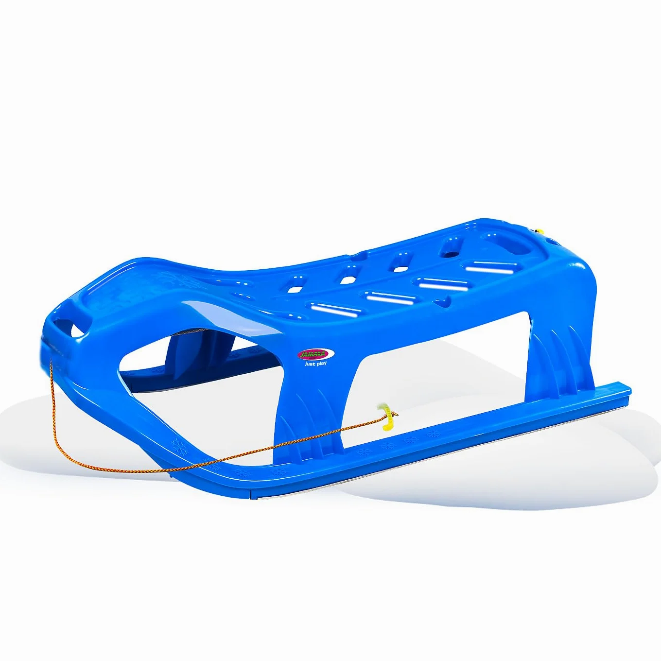 JAMARA Luge 461121 Play Snow-Star - Patins en métal - Corde avec poignée - en Plastique résistant aux Chocs - Bleu