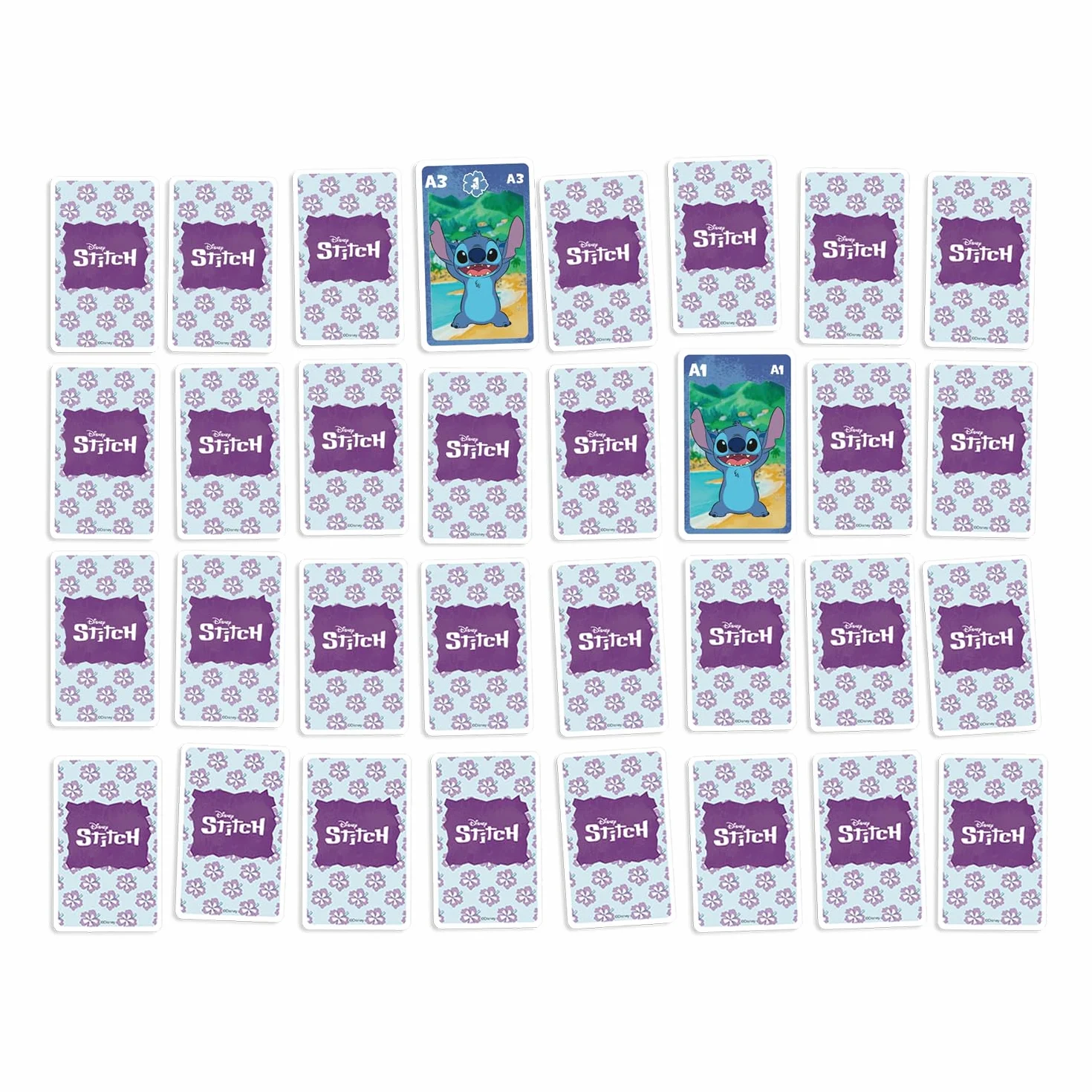 Shuffle Jeu de Cartes 4 en 1 Stitch - 7 Familles, Bataille, Mémo et Action - Disney Lilo & Stitch pour Enfants dès 4 Ans