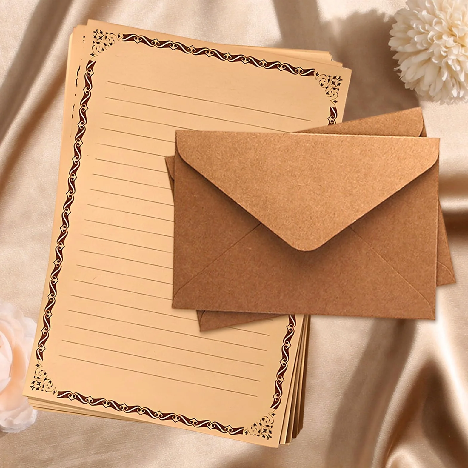 Papier à Lettres Vintage avec Enveloppes Set, Qixuer DIY pour Lettres