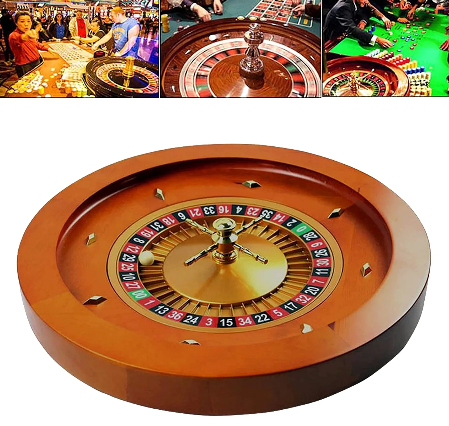 Roulette, Roulette de luxe en bois 18 pouces, massif avec double zéro