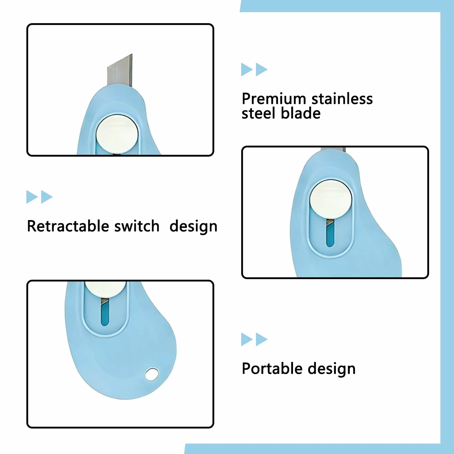 Lot de 12 Mini Cutter Rétractable Sécurité Ouvre Colis Poche Léger Cutter Portable Lettres Papier Bureau Maison