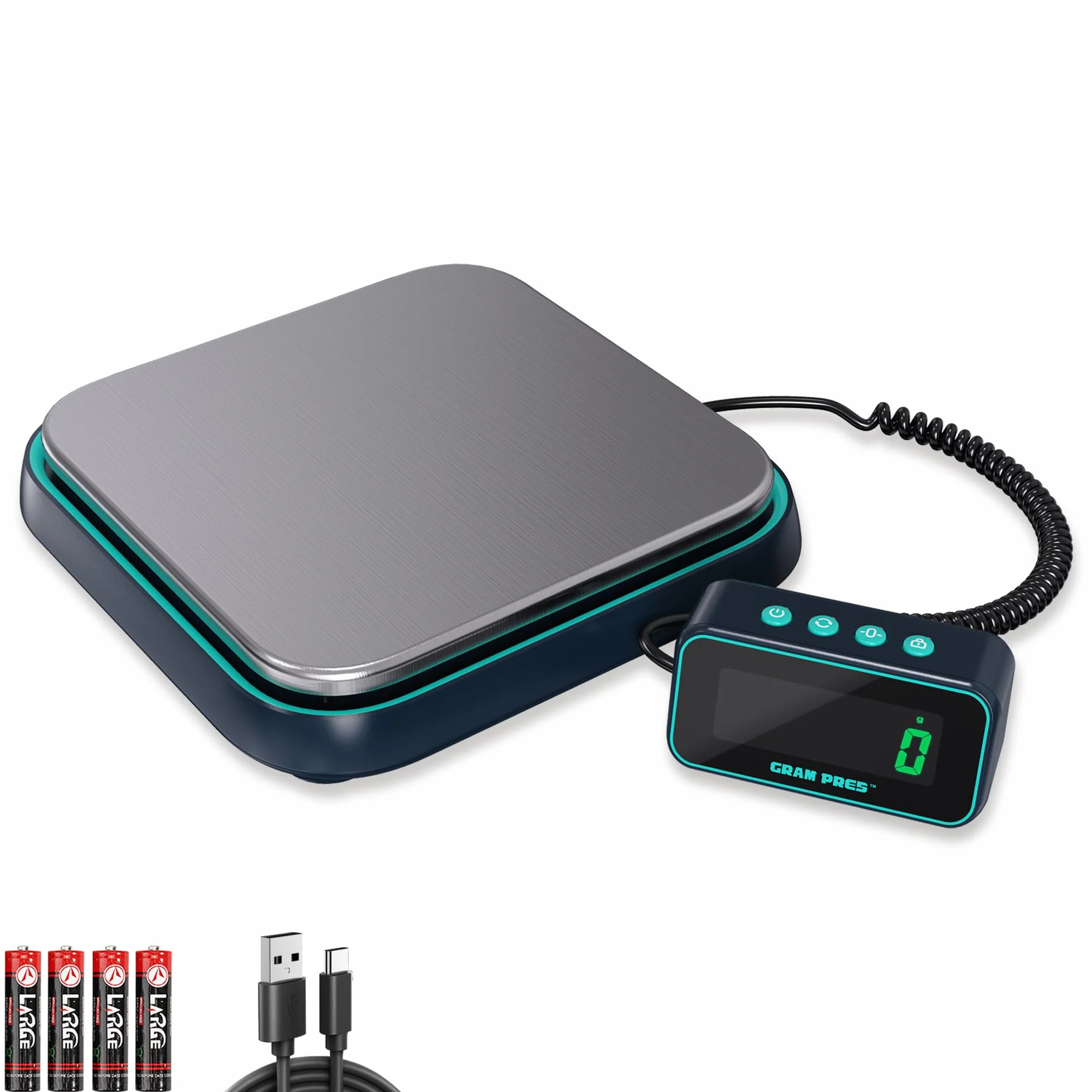 GRAM PRES Balance d'expédition numérique 86 lbs/0,1 oz - Balance postale de haute précision avec hold/tara/affichage LCD séparé, acier inoxydable