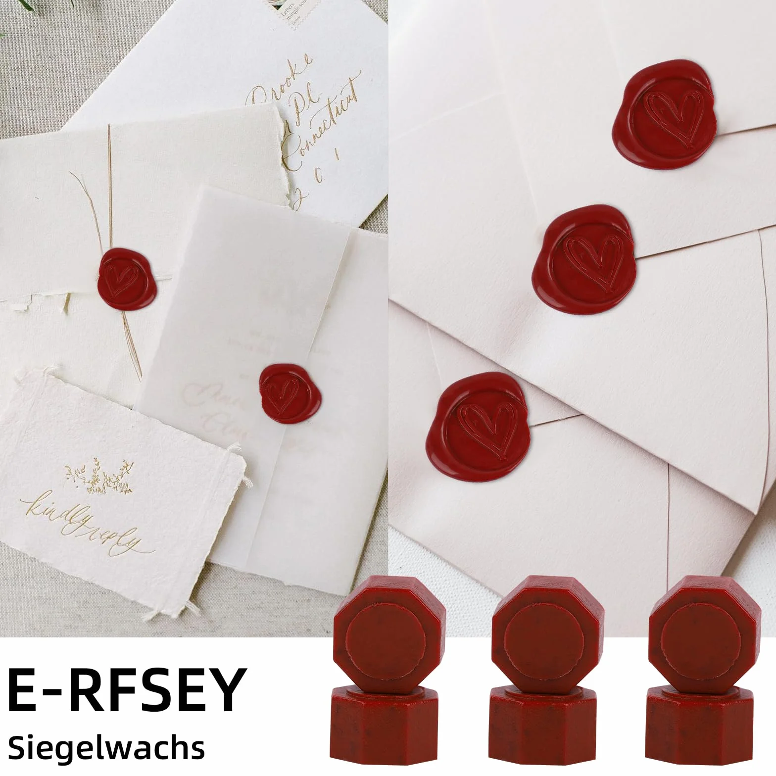 Set de Cire à Cacheter 300 Pièces Rouge Vintage pour Enveloppes et Invitations