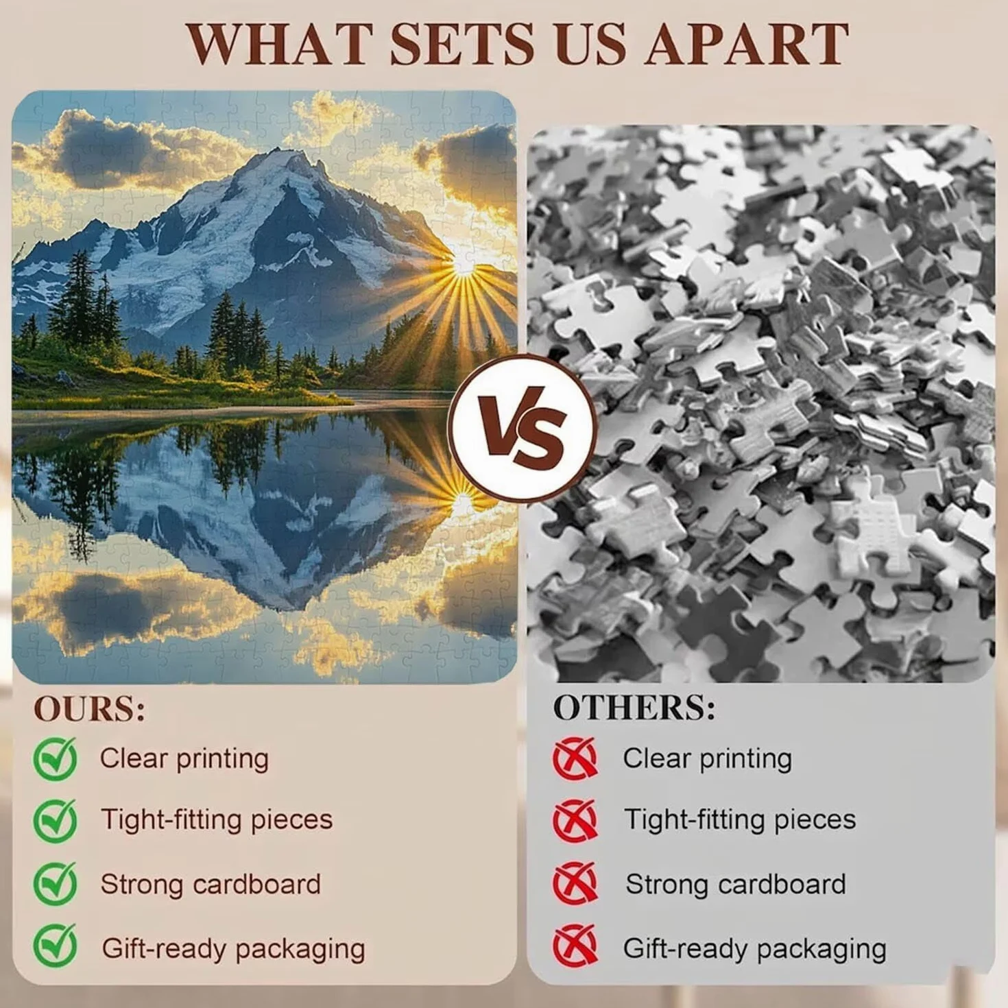 Paysage Coucher Soleil Puzzle 1000 Pièces pour Adultes, Format 75 x 50 cm, Challenge Casse-Tête de Famille, Loisirs Créatifs et Relaxation, Pièces Robustes avec Lettres au Dos, Décor Murale f0-525