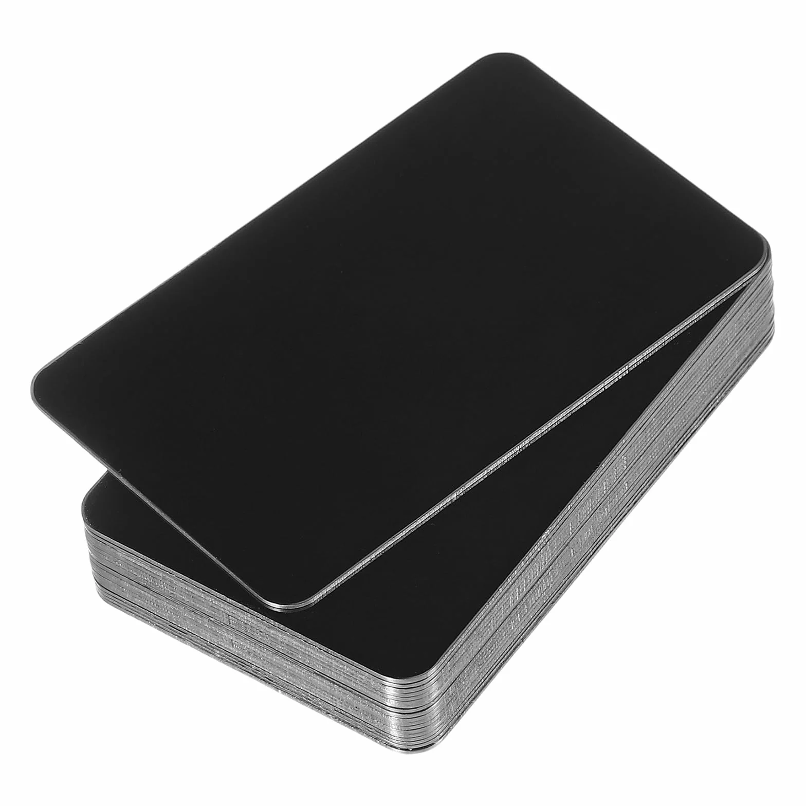 PATIKIL 0.8mm Cartes De Visite En Acier Inoxydable, 12 Pack Miroir, Gravure Laser, Noir