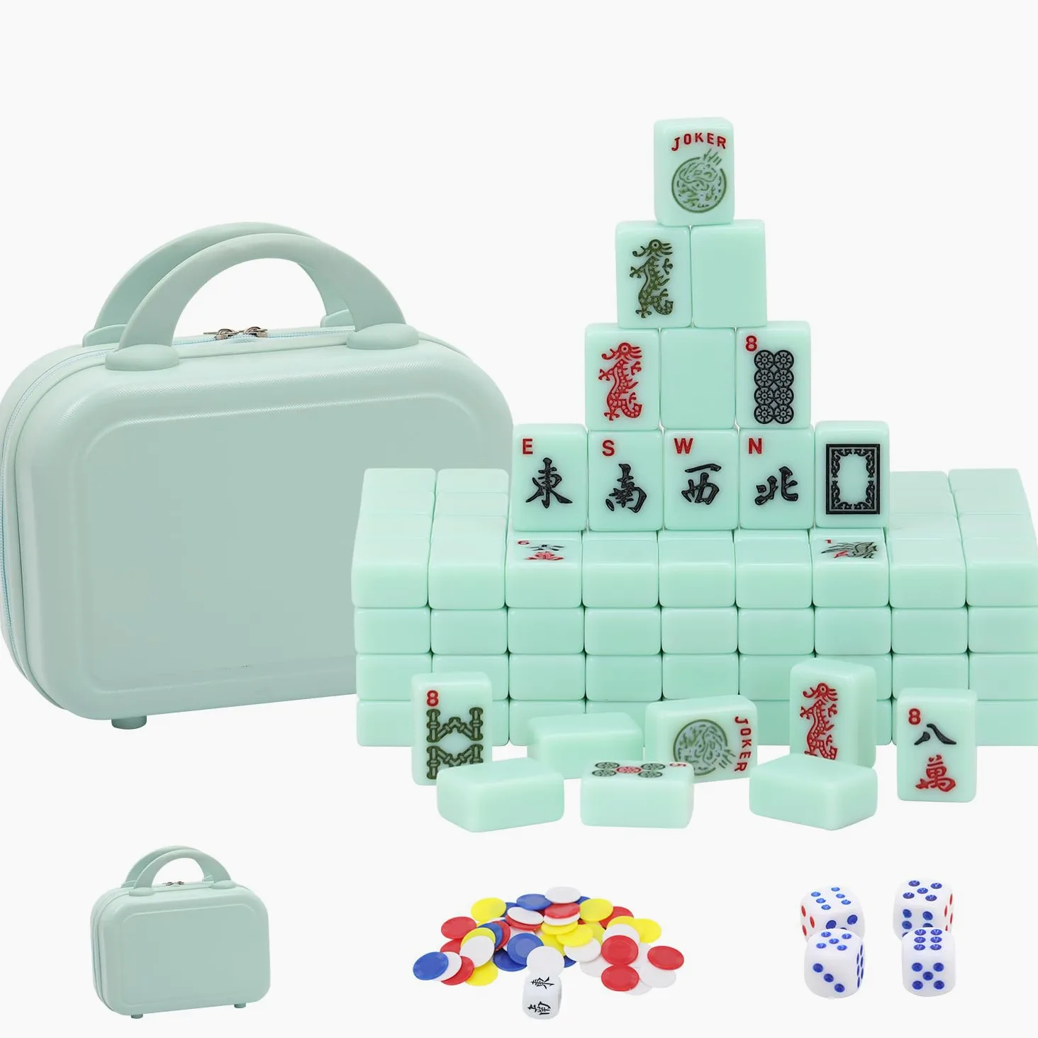 VPH Ensemble de valises de mahjong américaines vert émeraude 30 mm