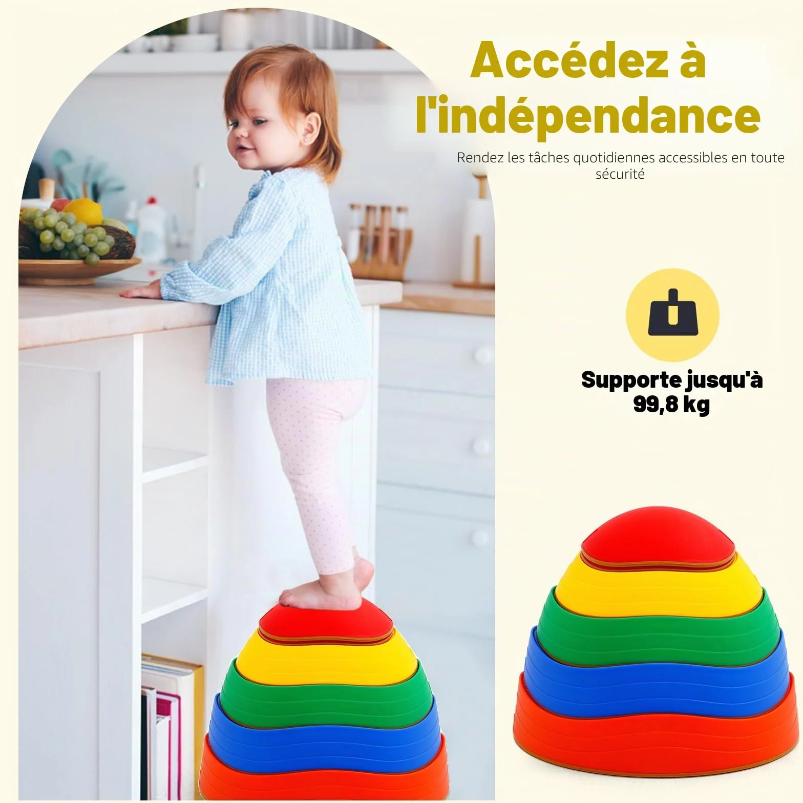 Pierre d'équilibre Enfant 6 Pierres Antidérapantes Parcours Motricité Dalle Sensorielle Intérieur Extérieur