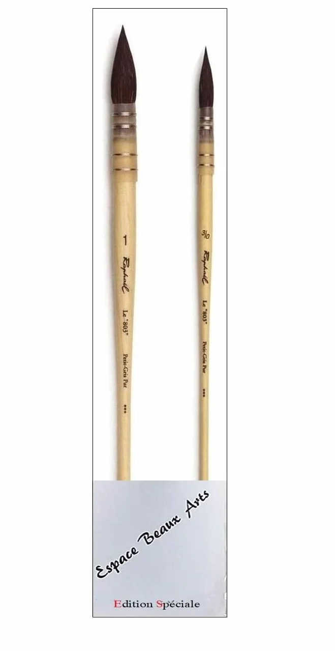 Raphael Pinceau Lavis Aquarelle Petit Gris Pur Série 803 No. 1 0/3 Set 2 Pcs