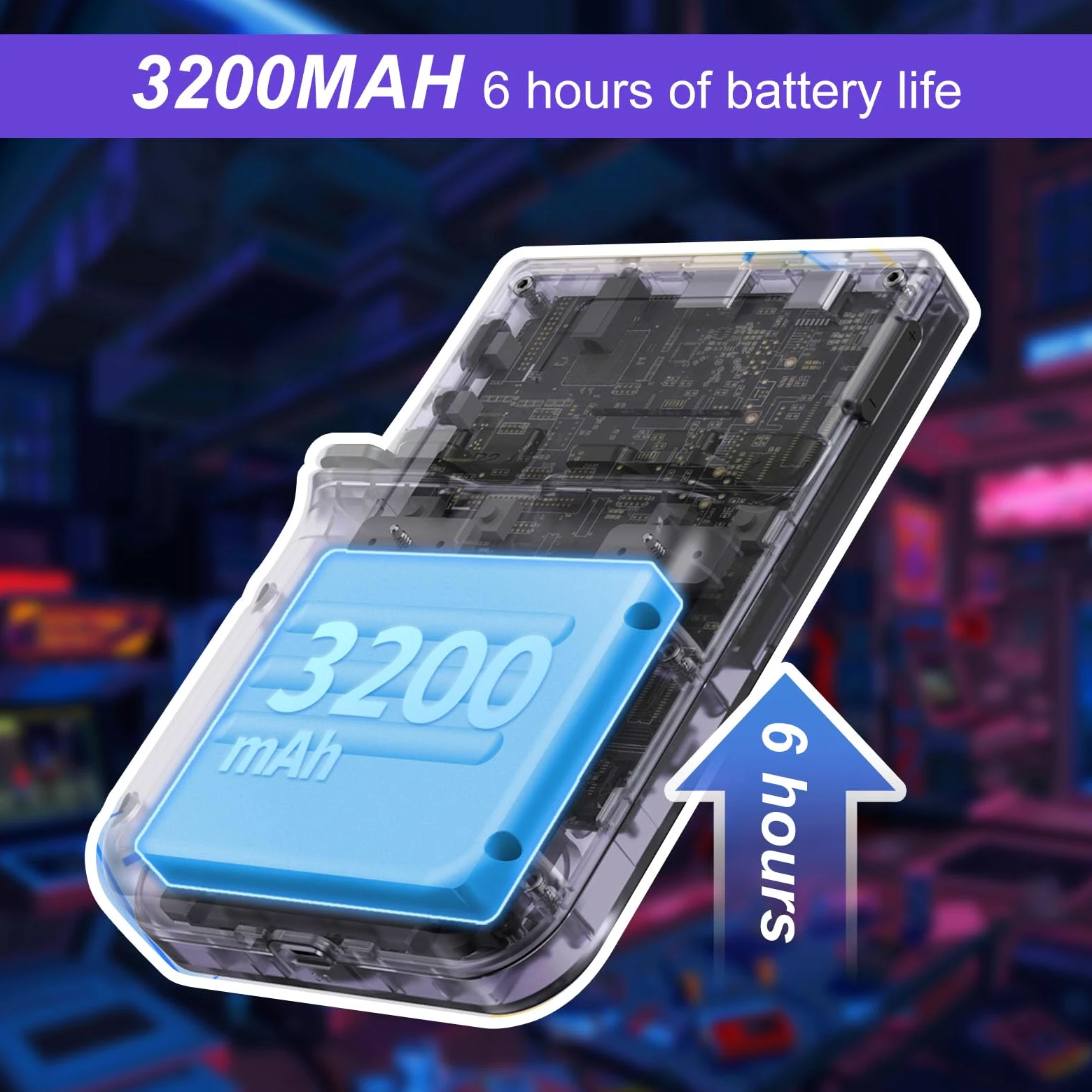 ANBERNIC RG353V Console de Jeu Portable 2.4G/5G WiFi 4.2 Bluetooth 64G SD Card, Batterie Haute capacité 3200 mAh, Violet Transparent