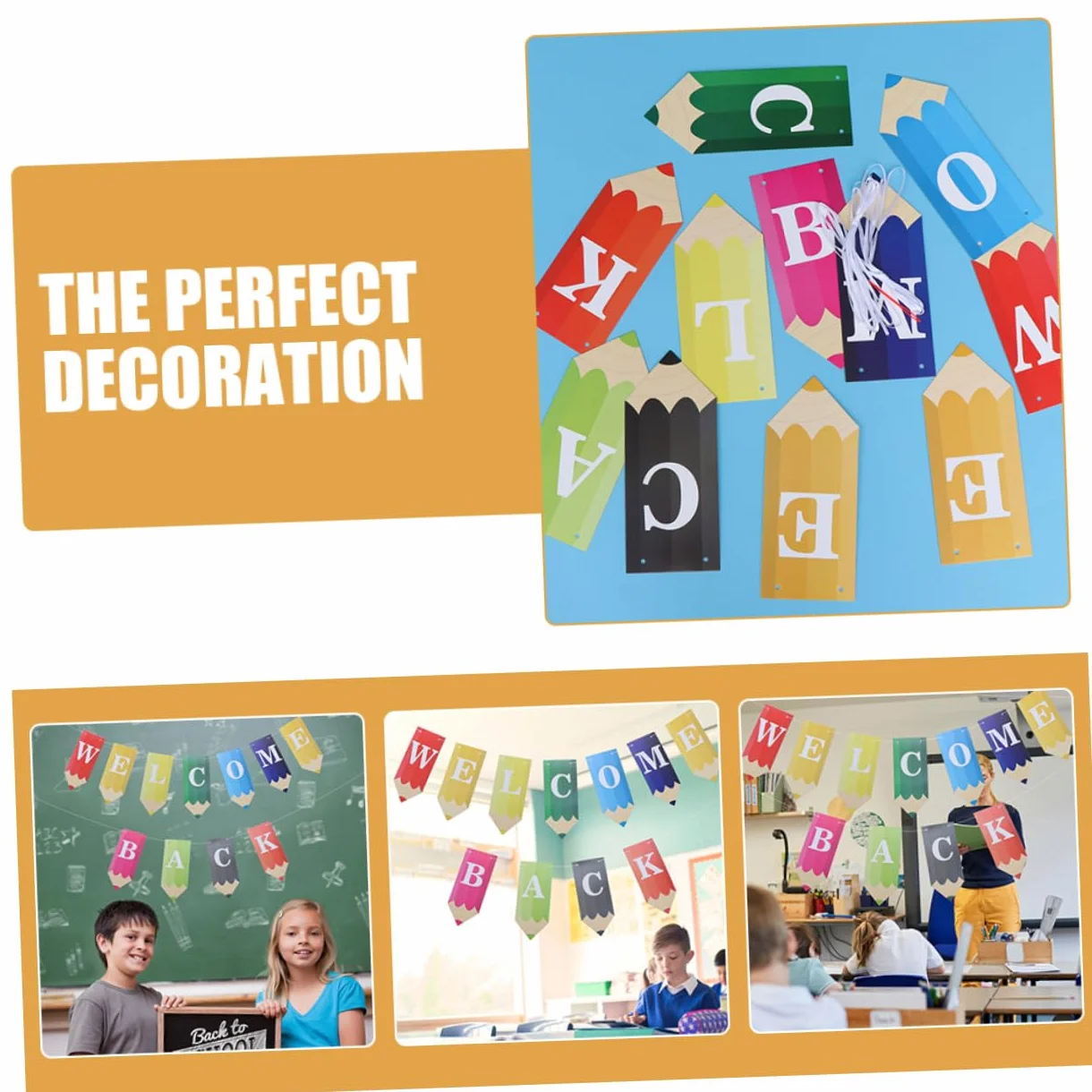 Bannière De Décoration Rentrée Scolaire Avec Lettrage Pencils Pour Élèves Et Enseignants