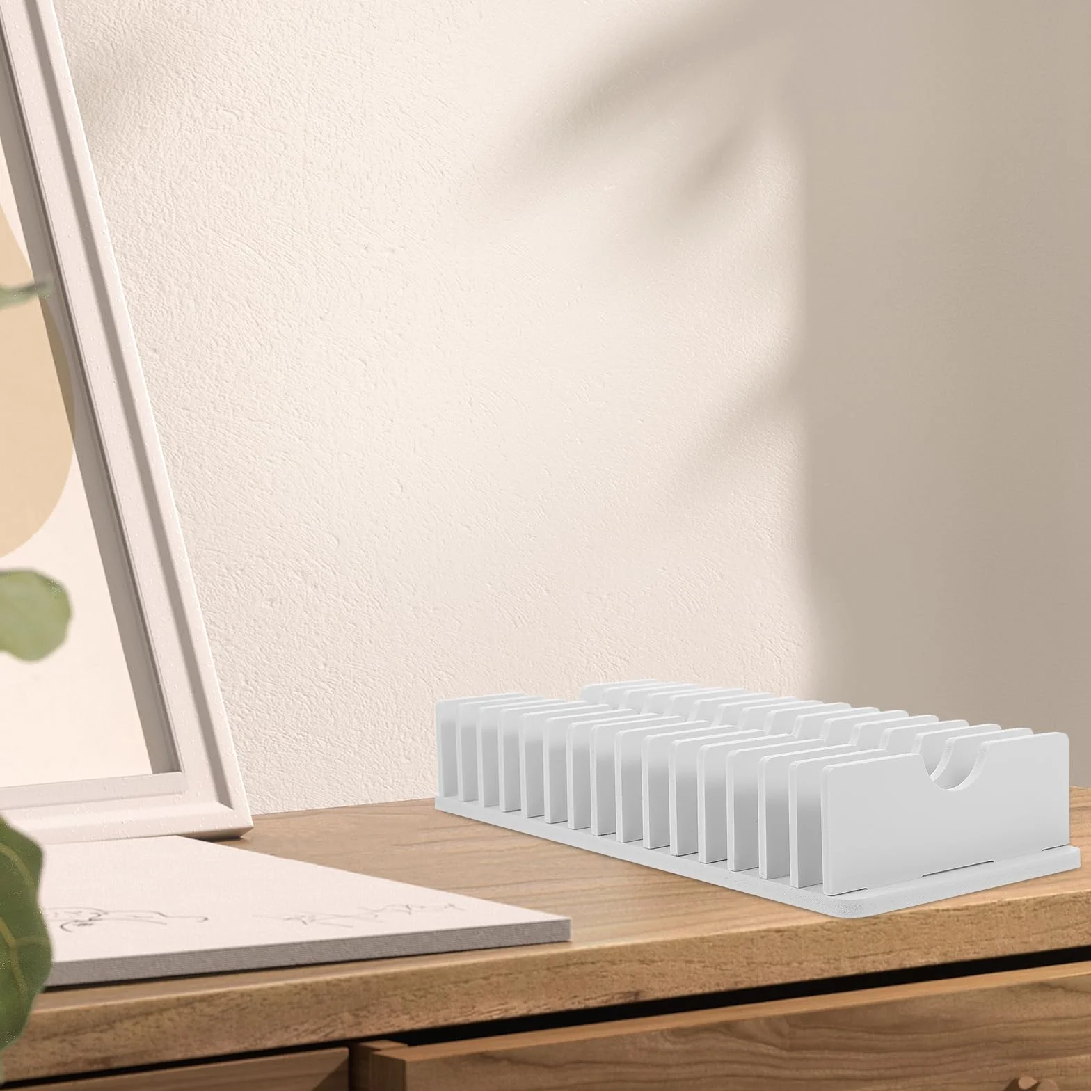 NUOBESTY Support De Téléphone Portable Pour Bureau Avec 15 Compartiments Organisateur En Pvc Pour Calculatrices Et Rangement