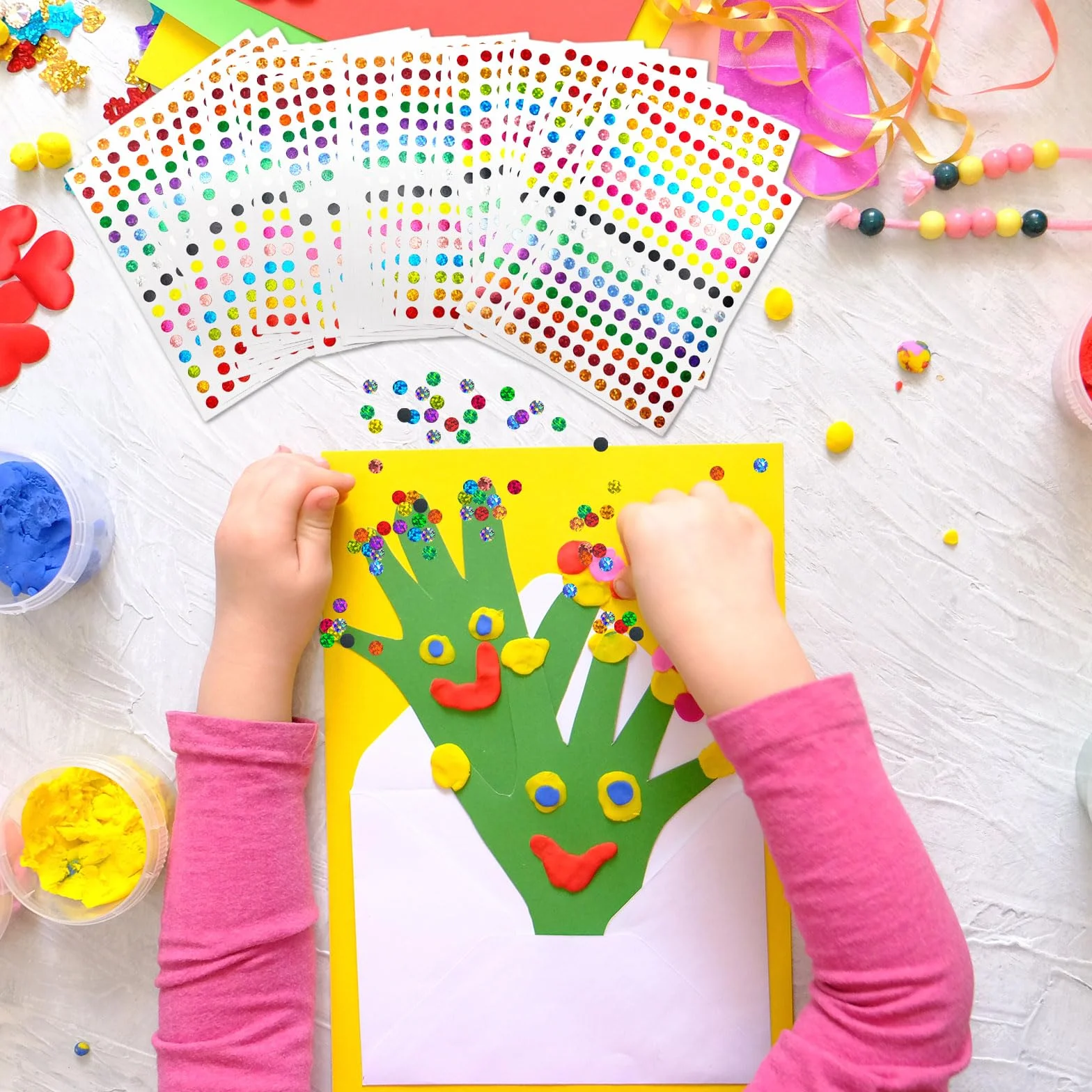 Gommettes Autocollantes Rondes Brillant 50 Feuilles Étiquettes Couleur Codage pour Calendriers Scolaires Bureau