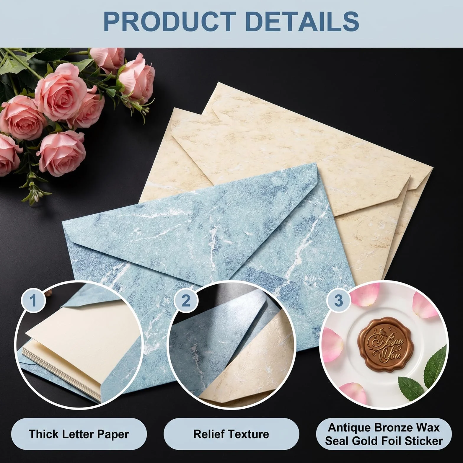 Ensemble de Papeterie Vintage avec Papier à Lettre, Enveloppes, et Autocollants Sceau de Cire