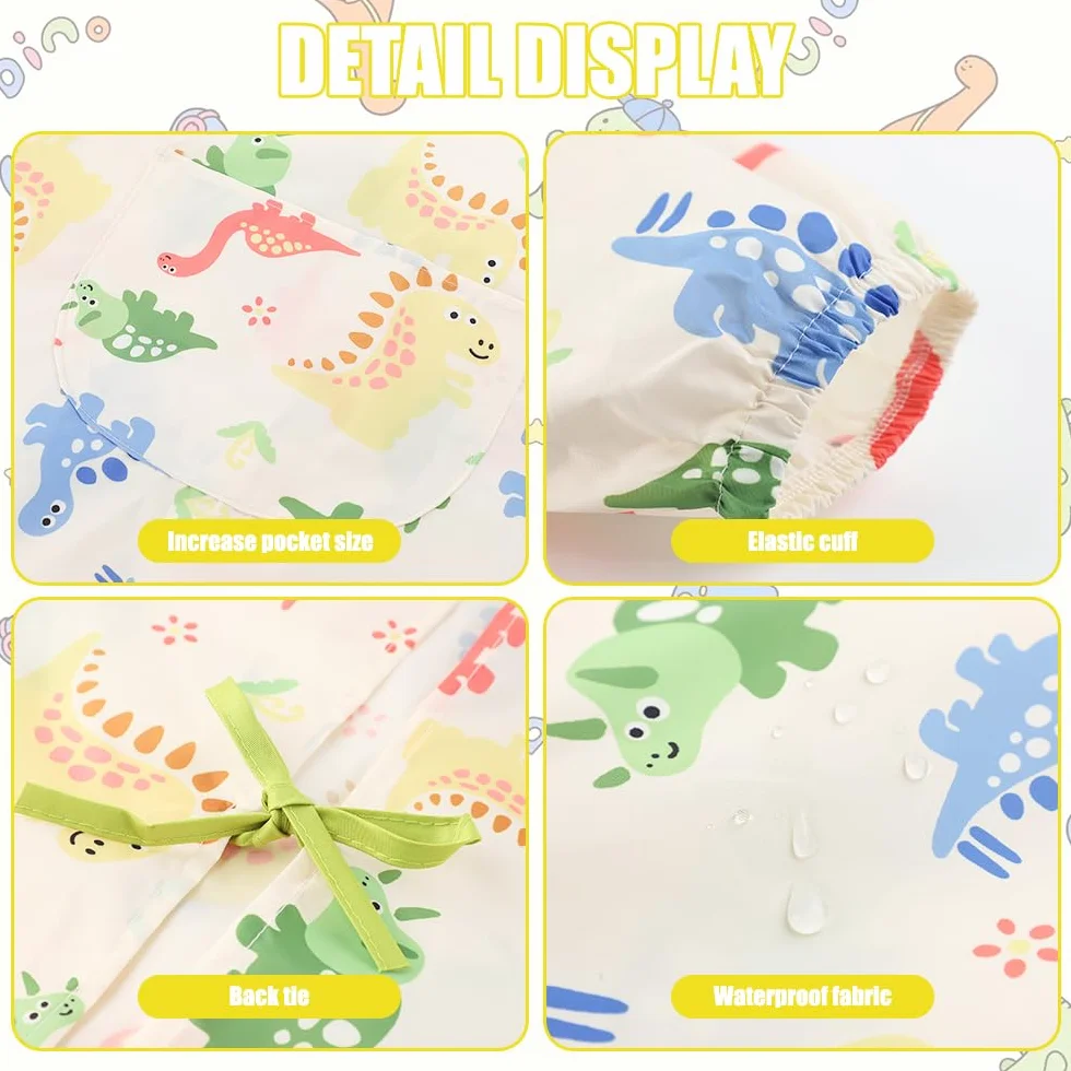 Tablier Peinture Enfant Imperméable 8-10 Ans avec Poches et Manches