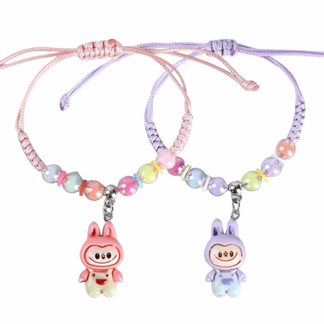 Bracelets tressés réglables cartoon mignon pour filles enfants