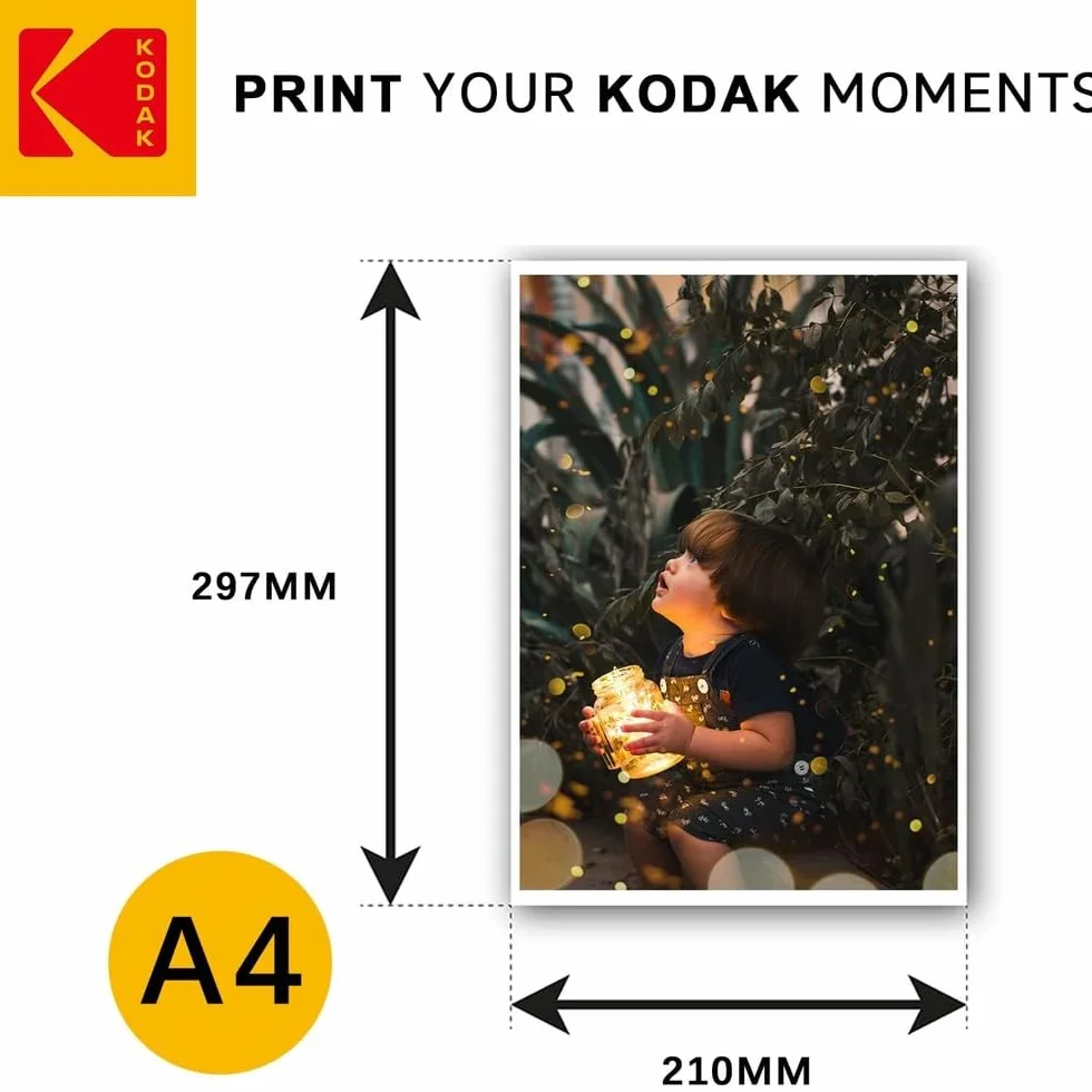 KODAK Picture Paper Papier Photo Brillant A4 180g/m² 50 Feuilles Jet d'Encre