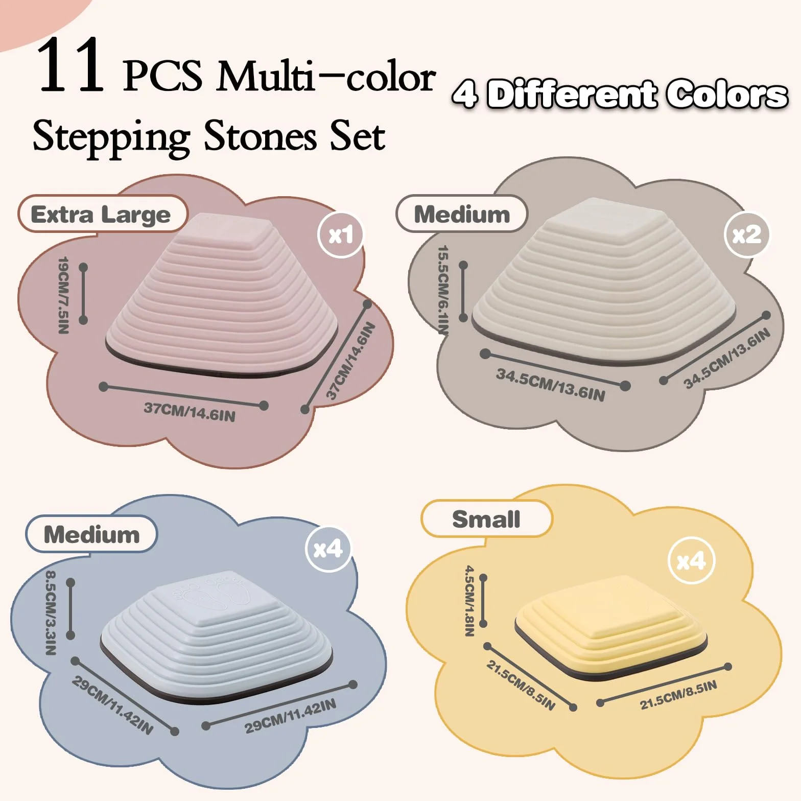 D'équilibre pour Enfants 11 PCS Antidérapant Stepping Stones Sensorielles Intérieur Extérieur Parcours de Motricité 3-8 Ans