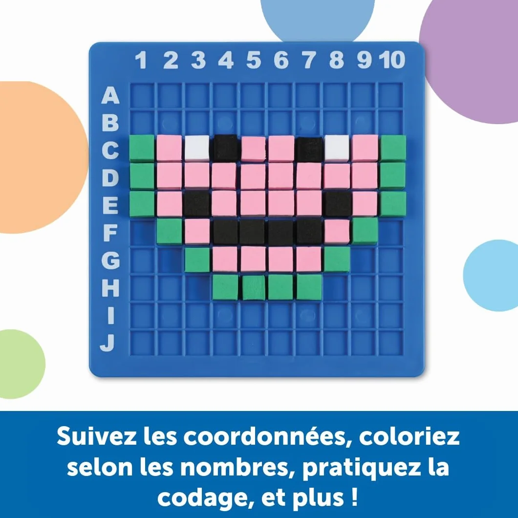 Learning Resources STEM Explorers Pixel Art Challenge, Jeu éducatif Codage sans écran 5-8 Ans, 400 Pixels, Base 10x10
