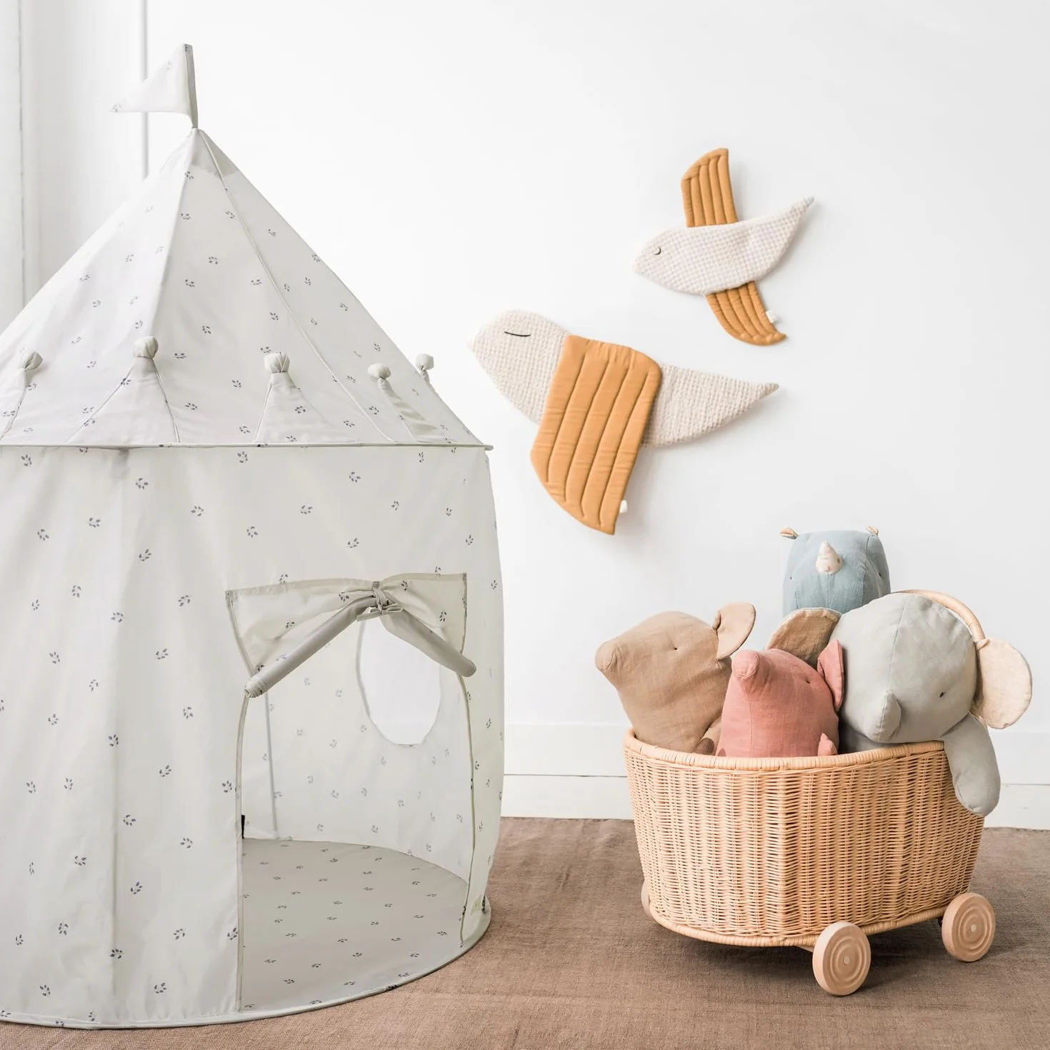 3 Sprouts Tente de Jeu Enfant Intérieure et Extérieure Cabane Château Maison de Jeu Myrtille Taupe