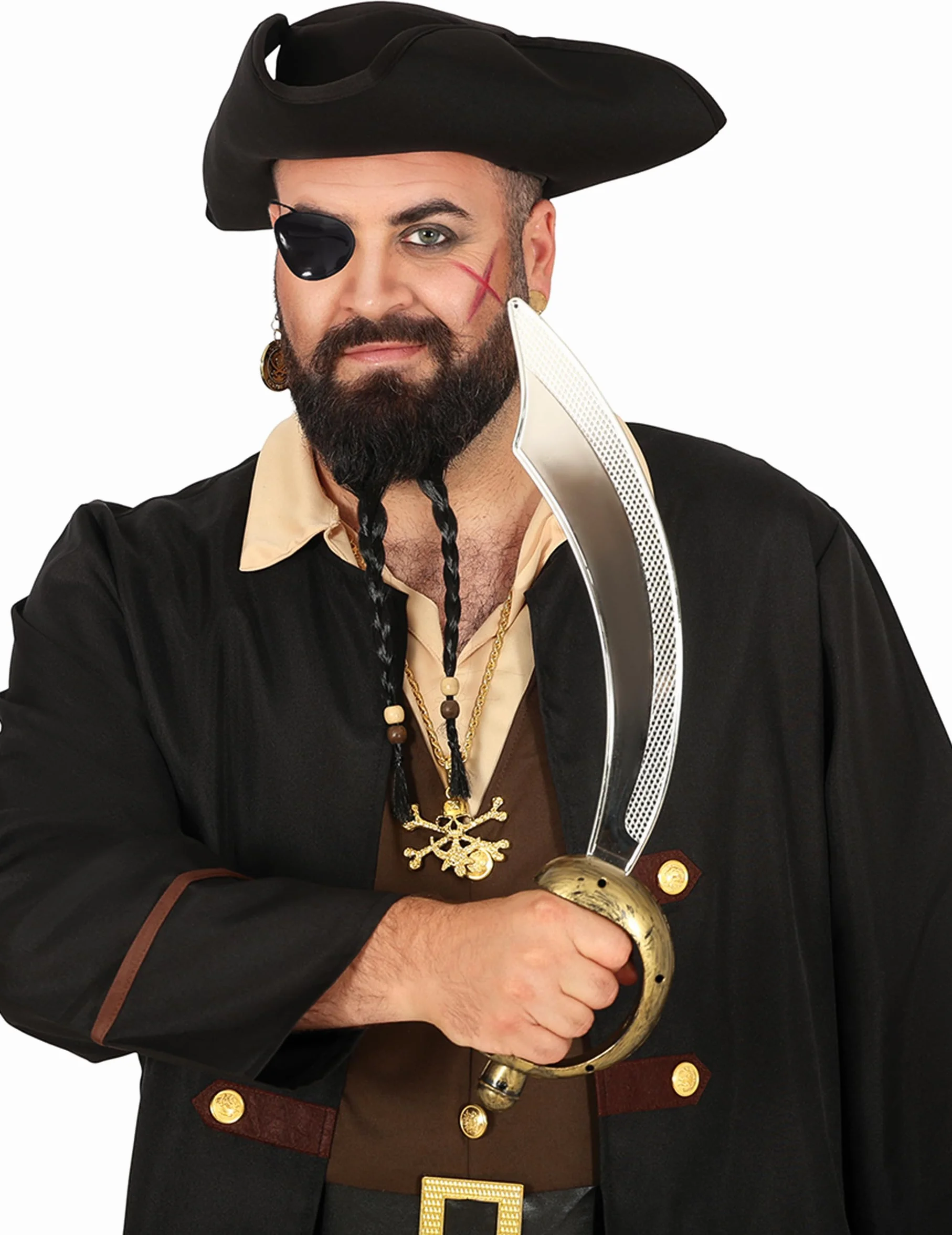 Sabre et cache œil de pirate en plastique Argenté Taille Unique Accessoires déguisement Carnaval