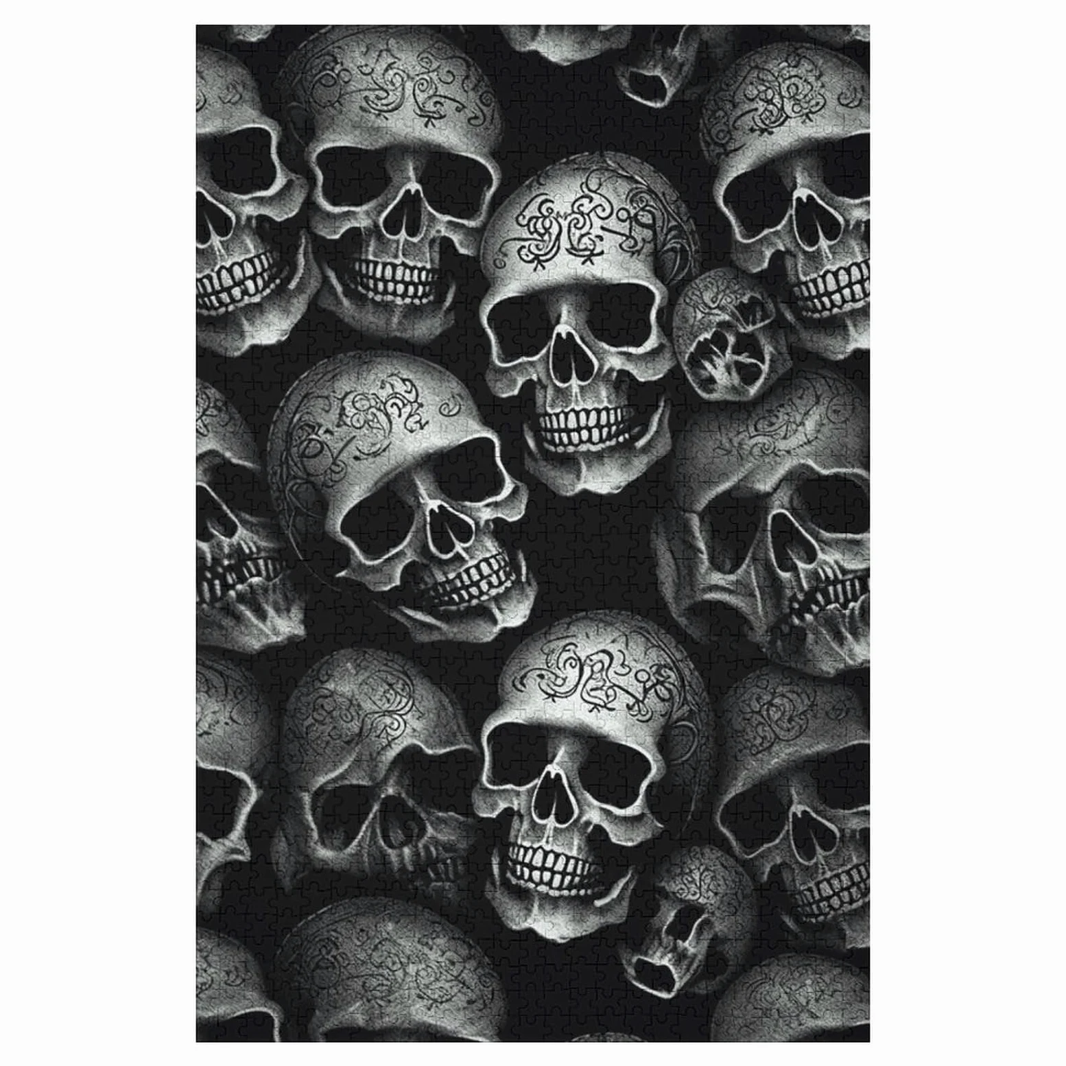 Casse-tête en bois pour adultes pour décoration d'intérieur, casse-tête de mort noir de forme unique avec boîte exquise, puzzle en bois personnalisé de 1 000 pièces pour cadeau de famille, voyage