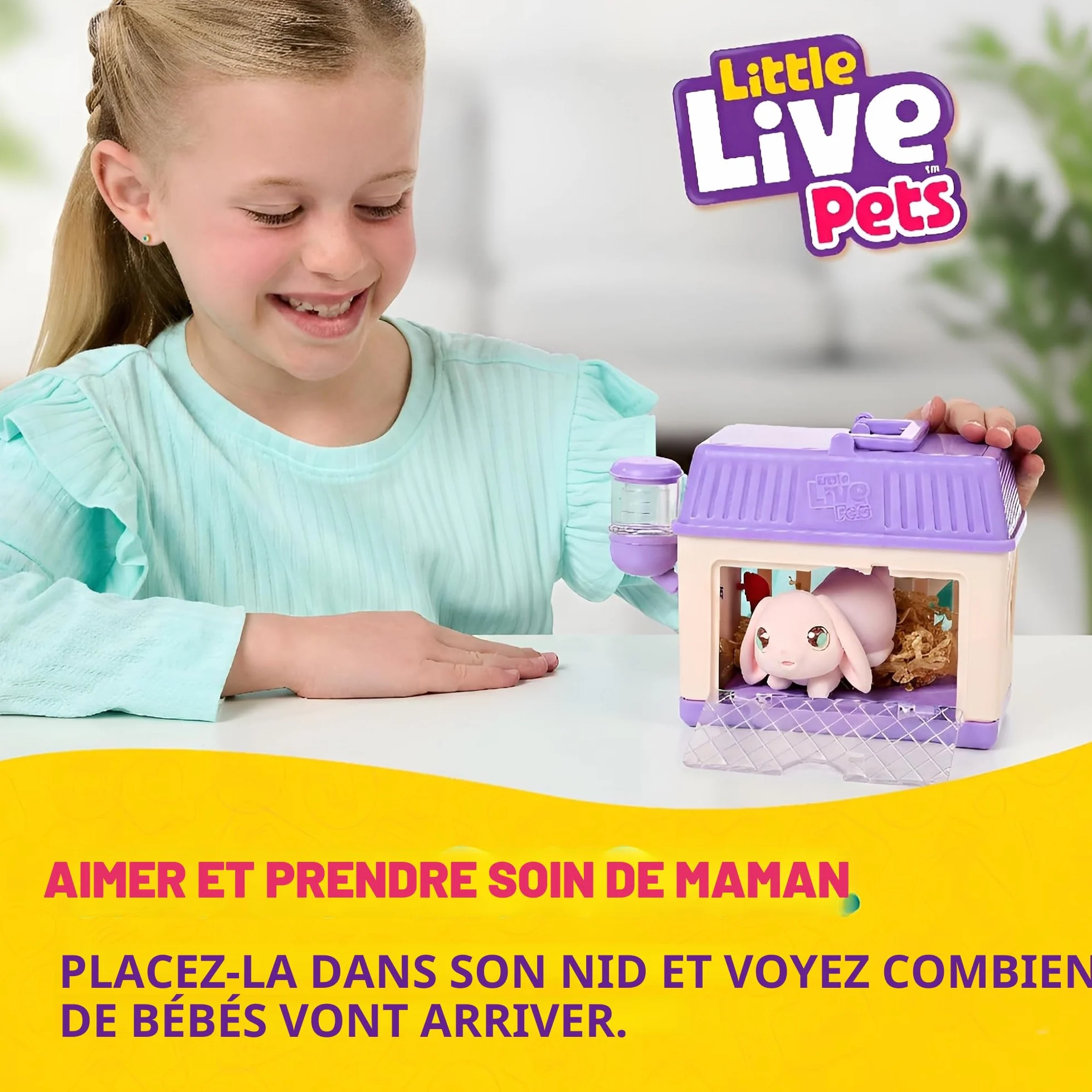 Little Live Pets Mama Surprise P'tits Lapins, Prends Soin de la Maman Lapin dans Son clapier pour découvrir 2, 3 ou 4 bébés