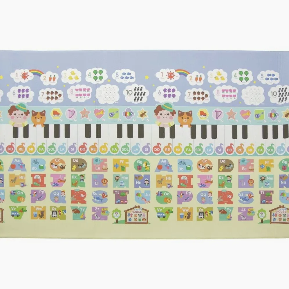Dwinguler Tapis de jeu pour bébé - Motif maison de ferme - Large 230 cm x 140 cm x 15 mm - Réversible, doux, sans substances nocives, imperméable, antidérapant, certifié CE