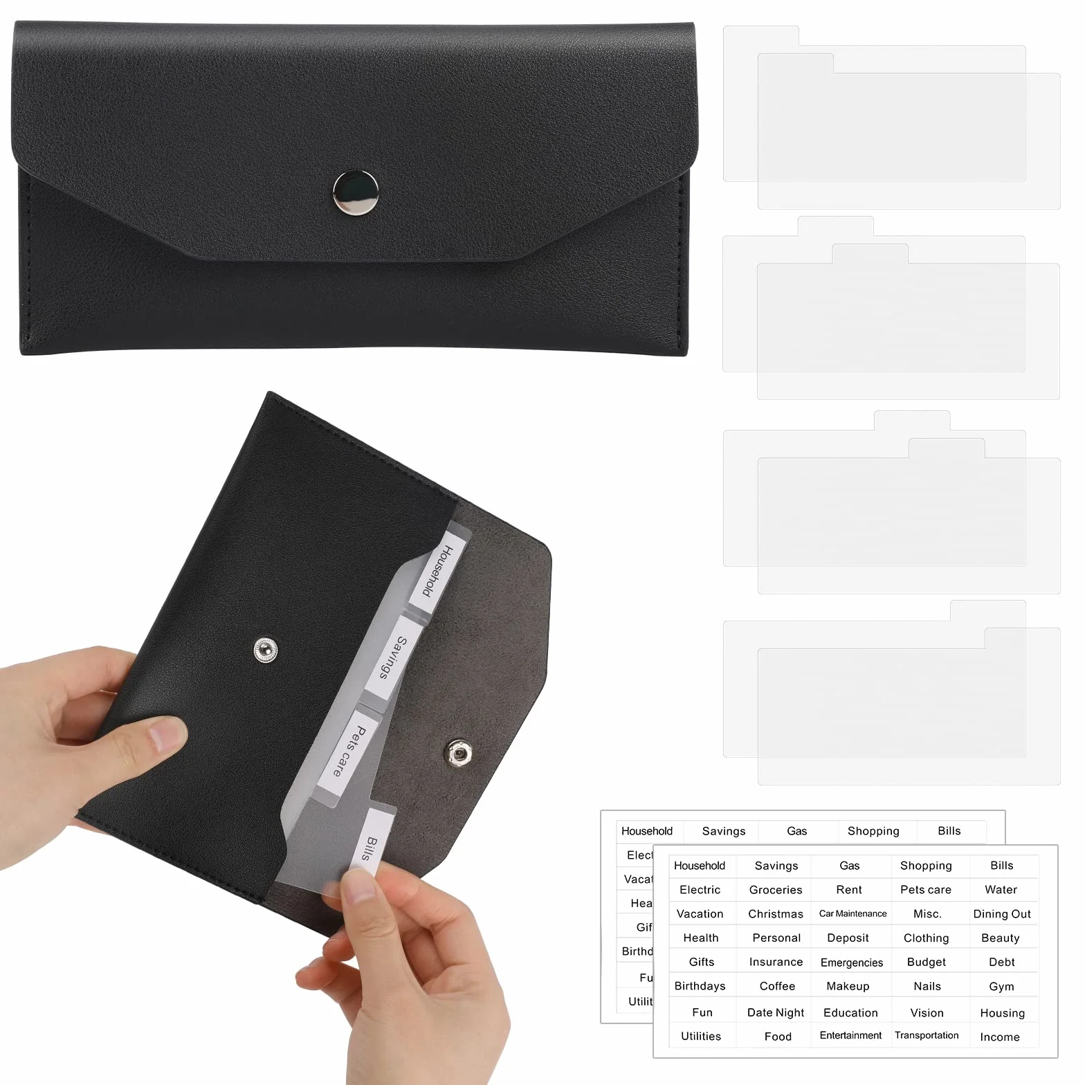 Lot de 11 Enveloppes pour Espèces, Portefeuille de Trésorerie, Planificateur Budgétaire, Classeur en Cuir Synthétique